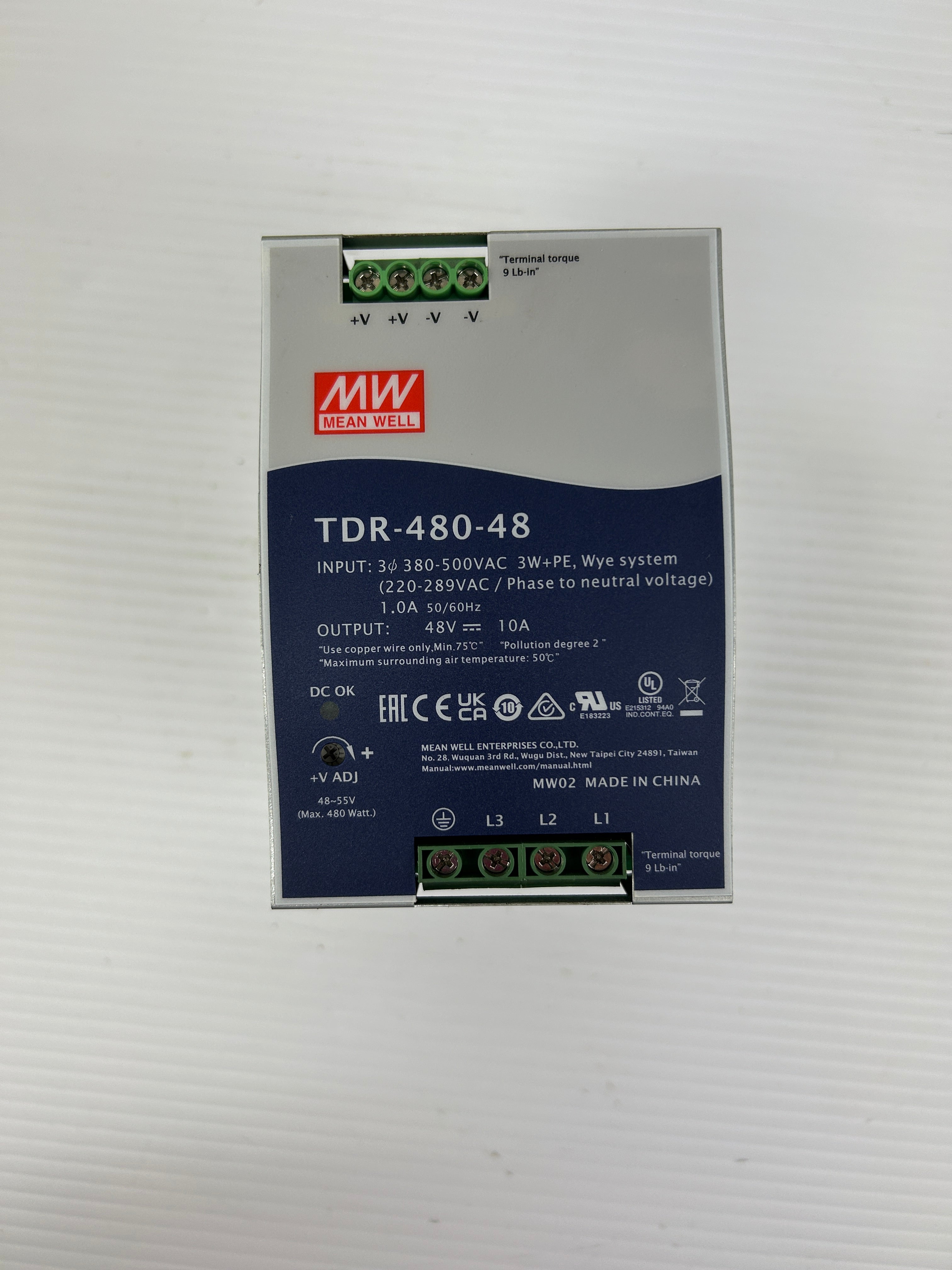Mean Well TDR-480-48 Rail Switching Power Supply 48V 10A 480W