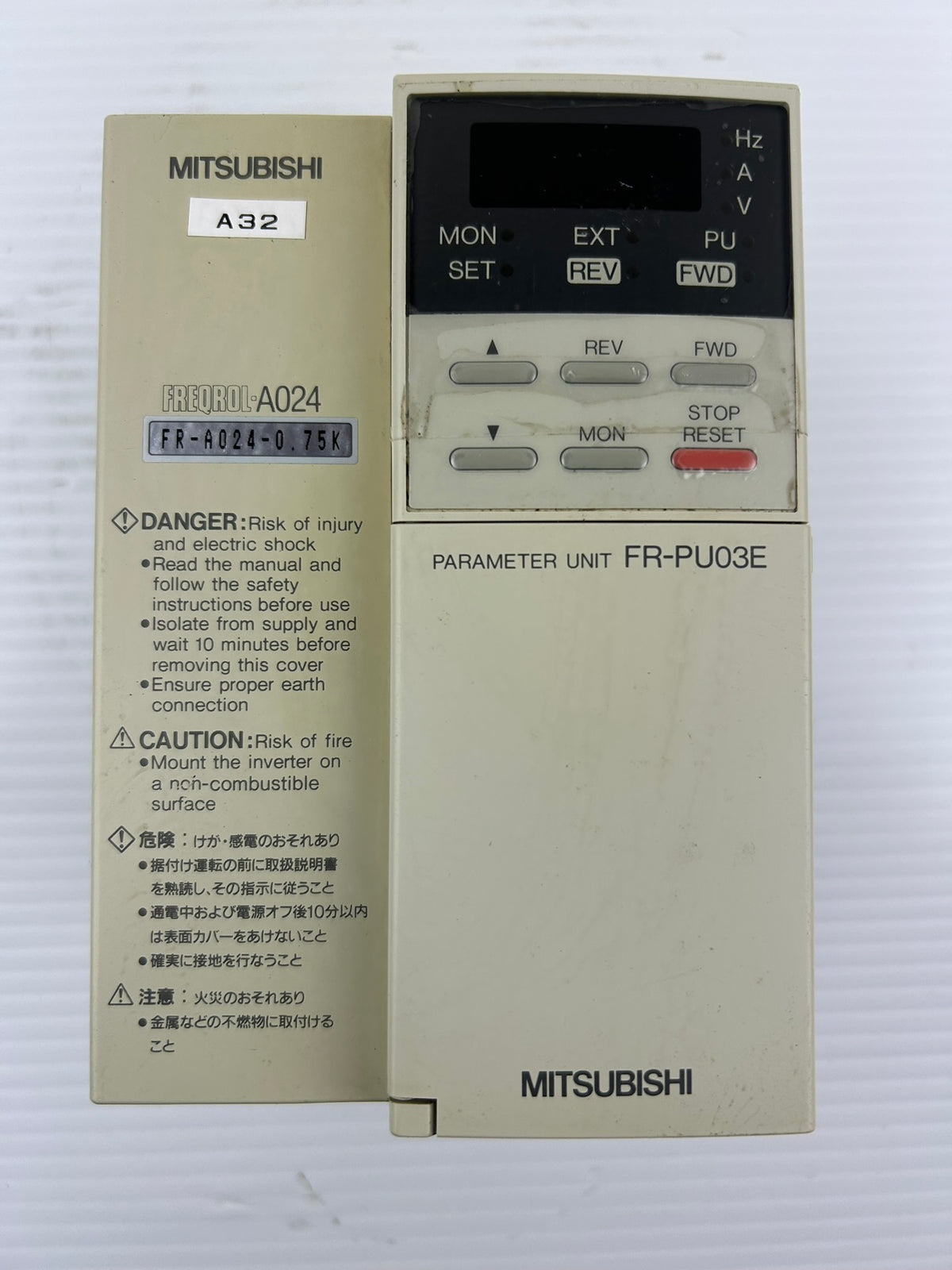 Mitsubishi FR-A024-0.75K FREQROL-A024 Inverter Drive 0.75kW 230V 3PH FR-PU03E