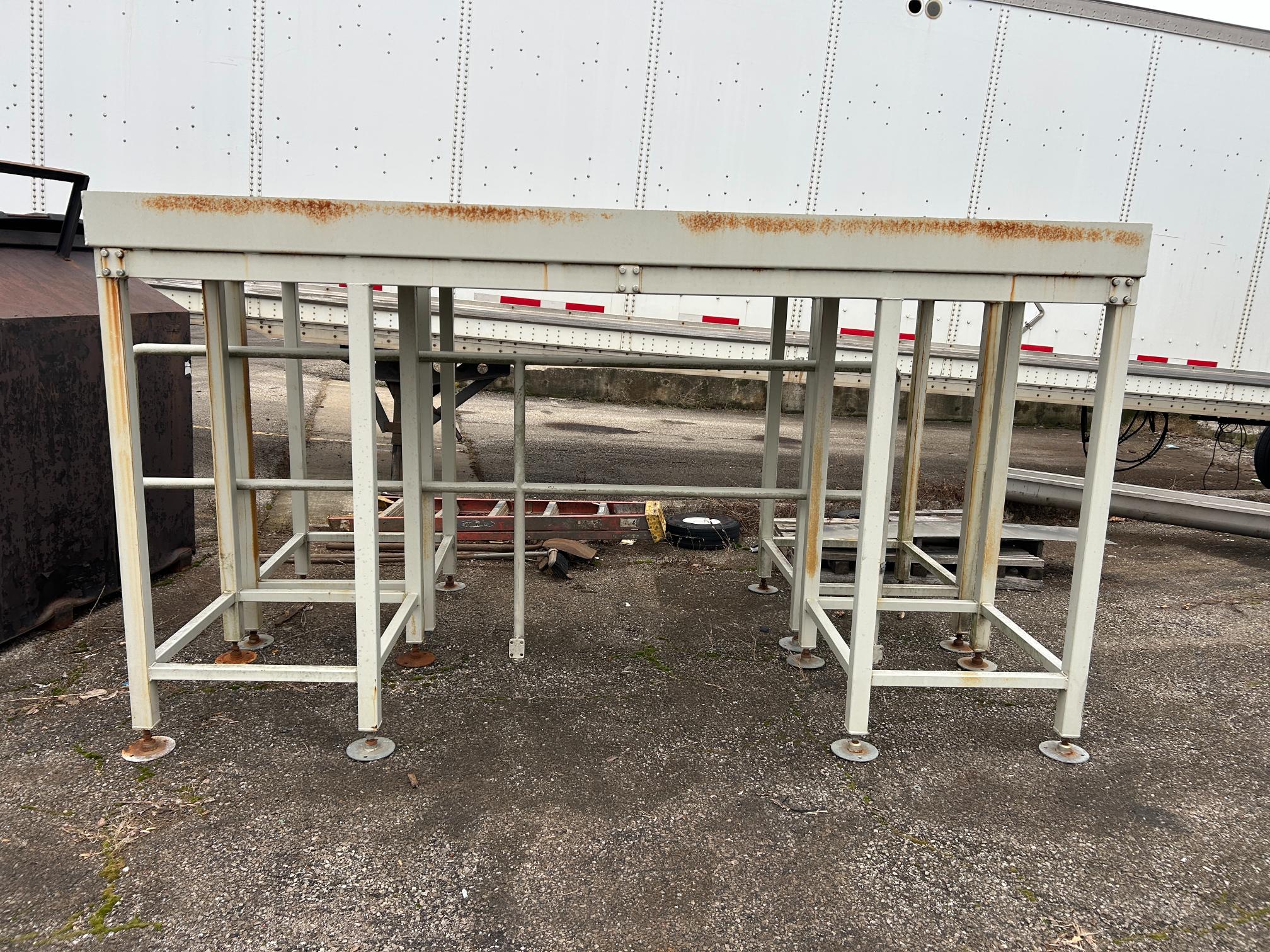 (2) Steel Platforms with Railing from Conveyor Assembly 9'9.5" x 31.5” x 5.5'