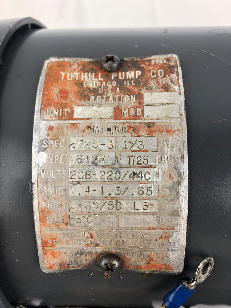 Tuthill Pump Co. 2725-3 Motor 4612M 1/3 HP 1725 RPM 3PH