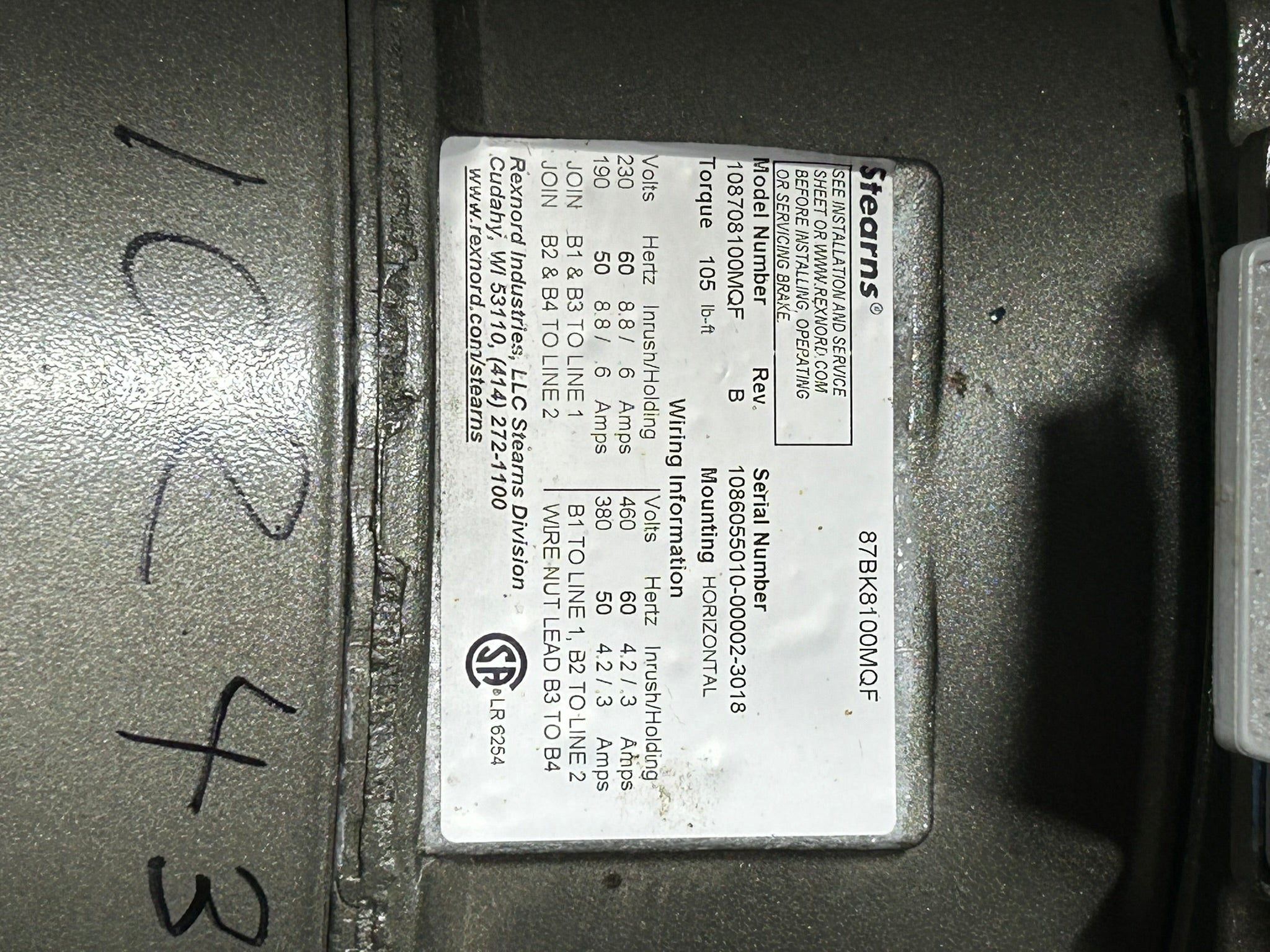 Baldor 10K371Z438Z1 Electric AC Motor 25 HP 3 PH 1775 RPM 460V 60 Hz