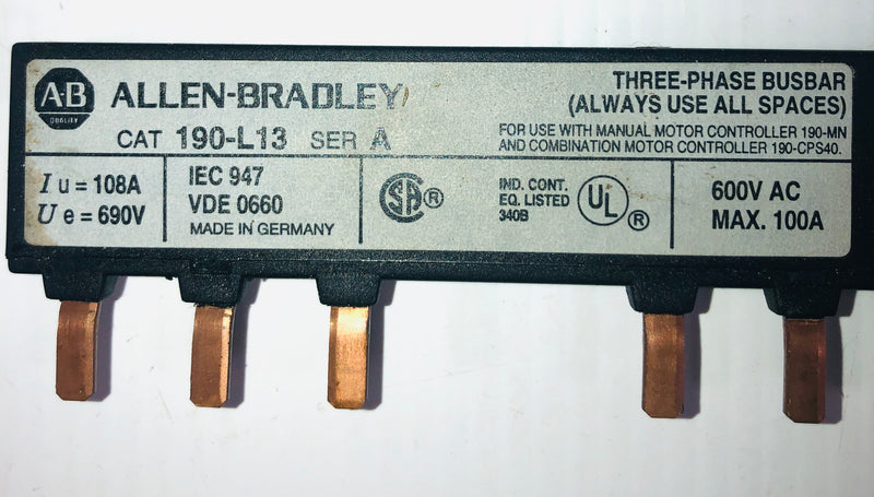 Allen-Bradley 190-L13 Three Phase Busbar Series A