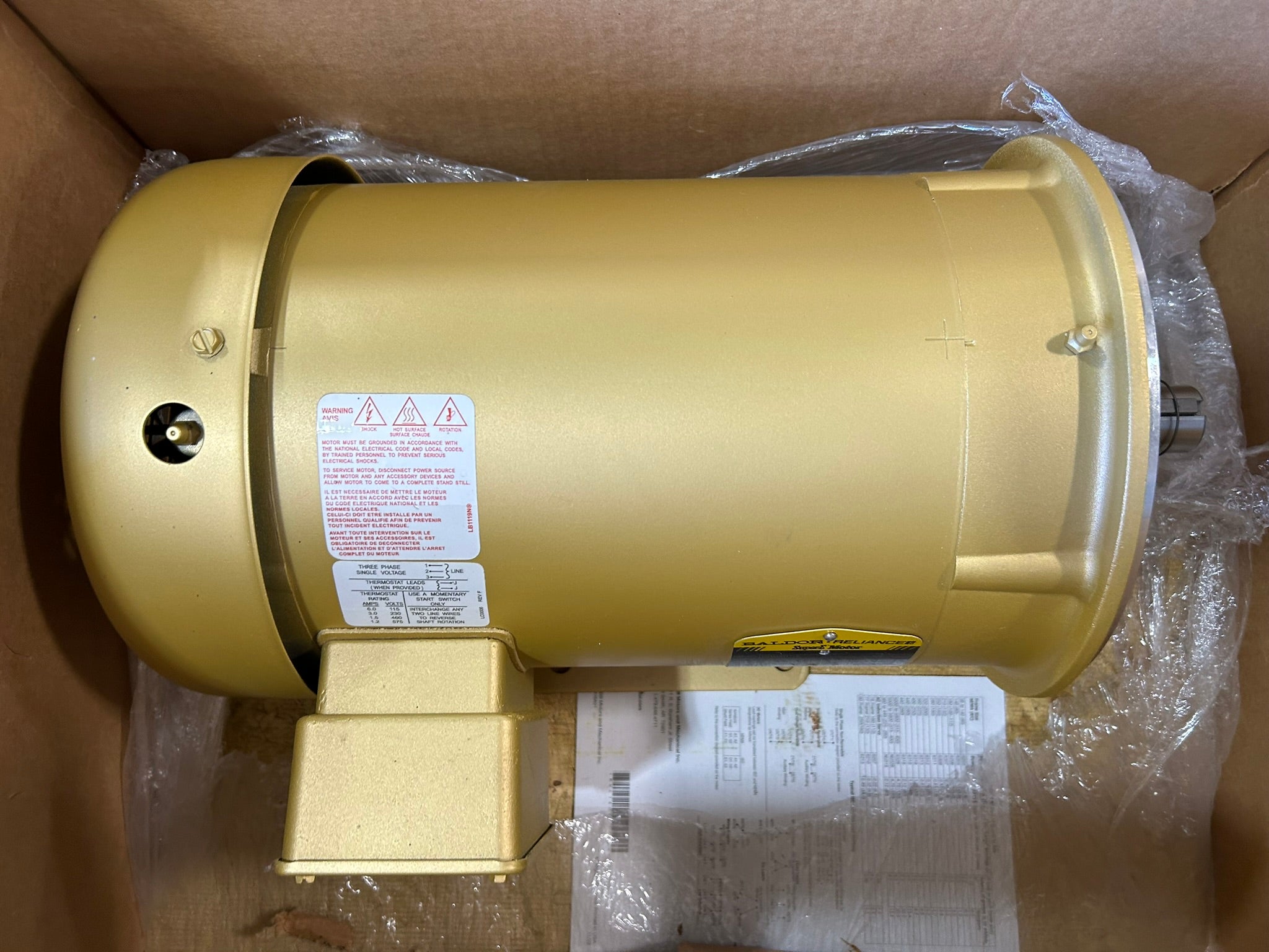 Baldor Reliance CEM3611T-5 Super-E Motor 3HP 575V 1760RPM 3PH 182TC TEFC NEMA
