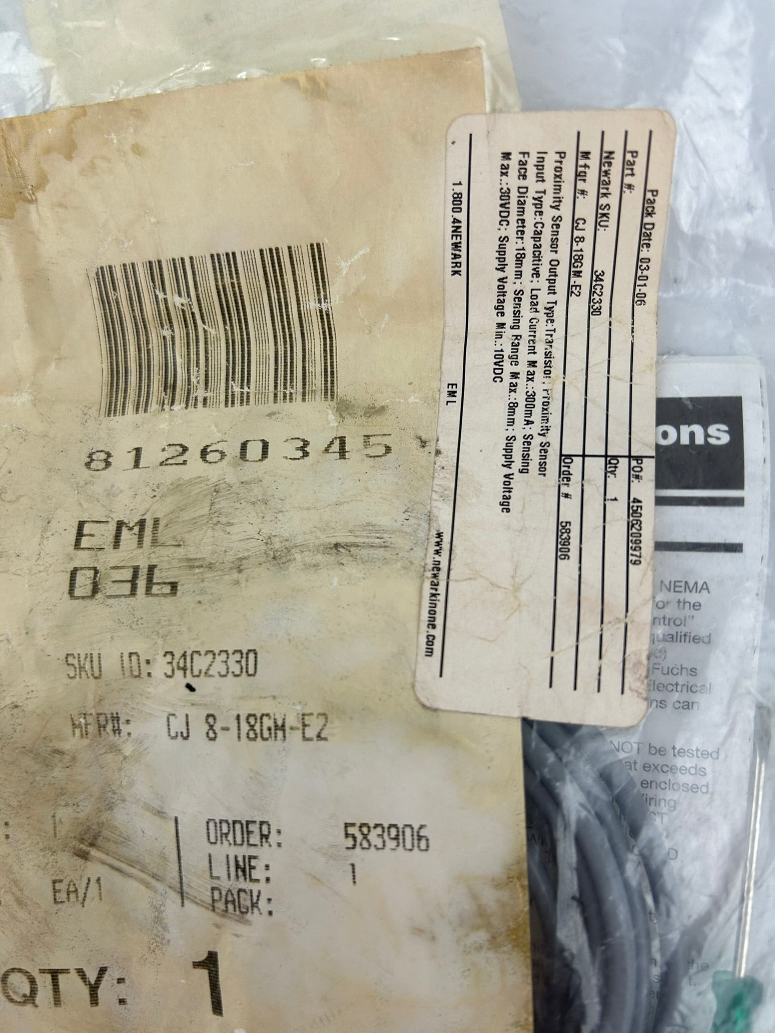 Pepperl+Fuchs CJ8-18GM-E2 Proximity Sensor