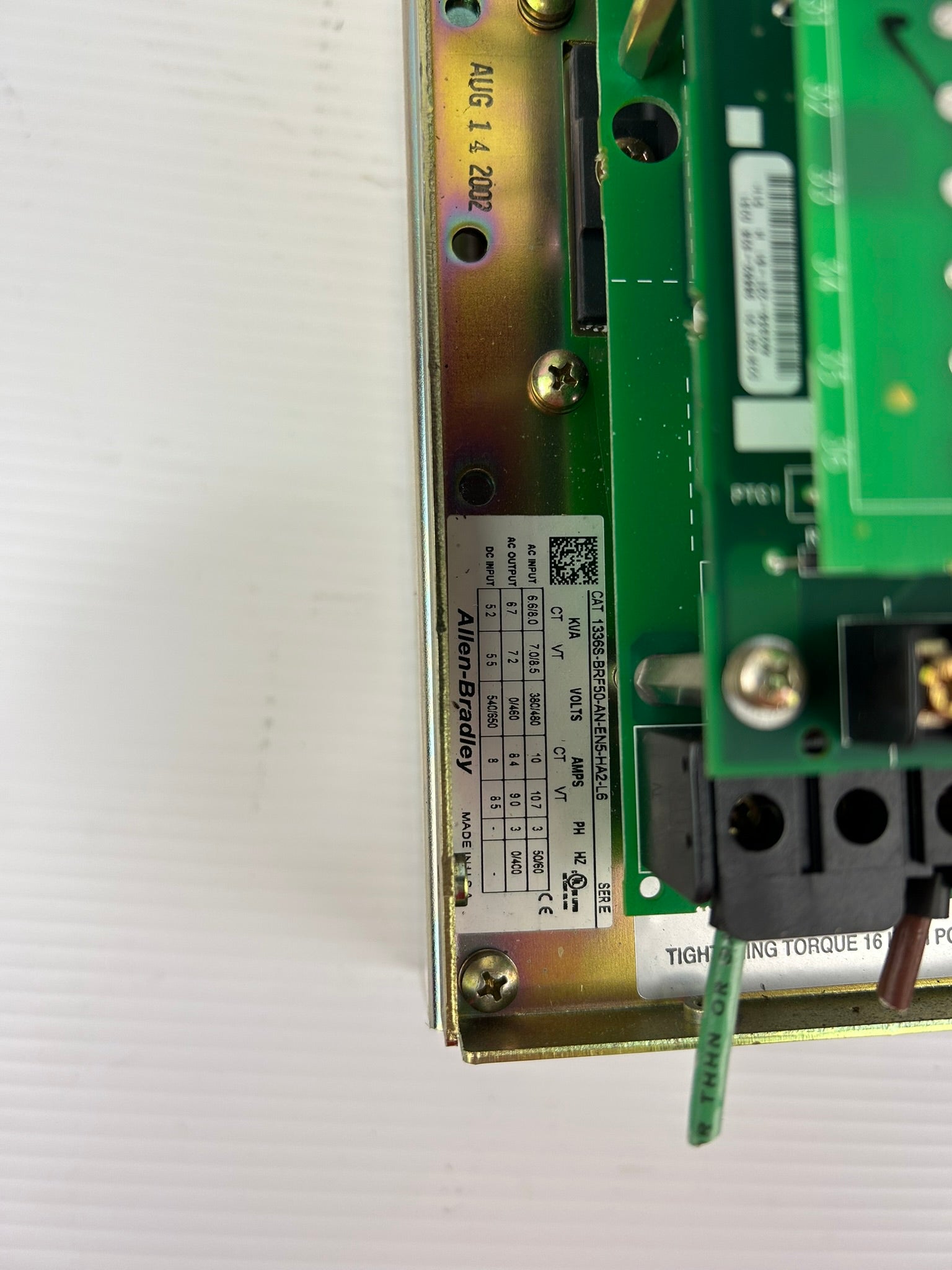 Allen Bradley 1336S-BRF50-AN-EN5-HA2-L6 AC Drive Series E - Missing Top Cover