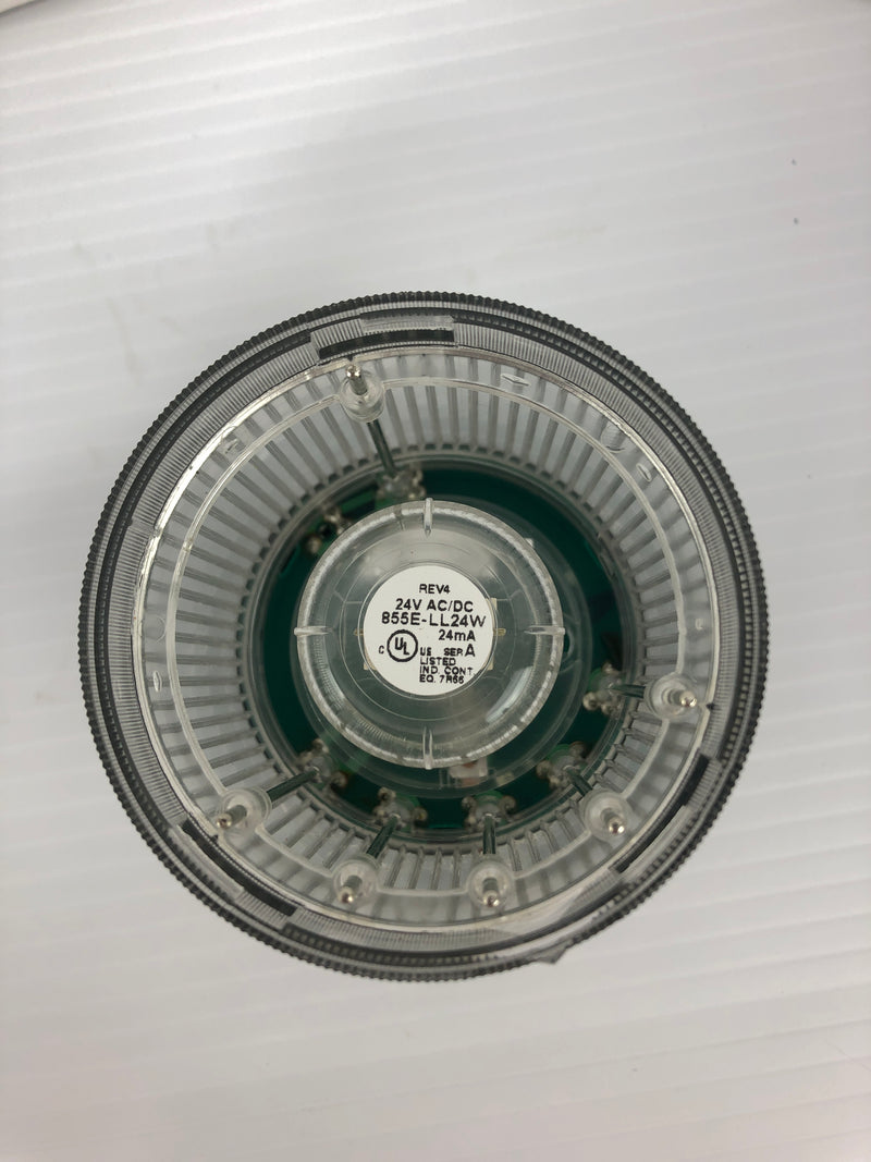 Allen-Bradley 855T-B24TL7 Clear Steady LED Stack Light Type: 4,4X,13 Ser. C 24V