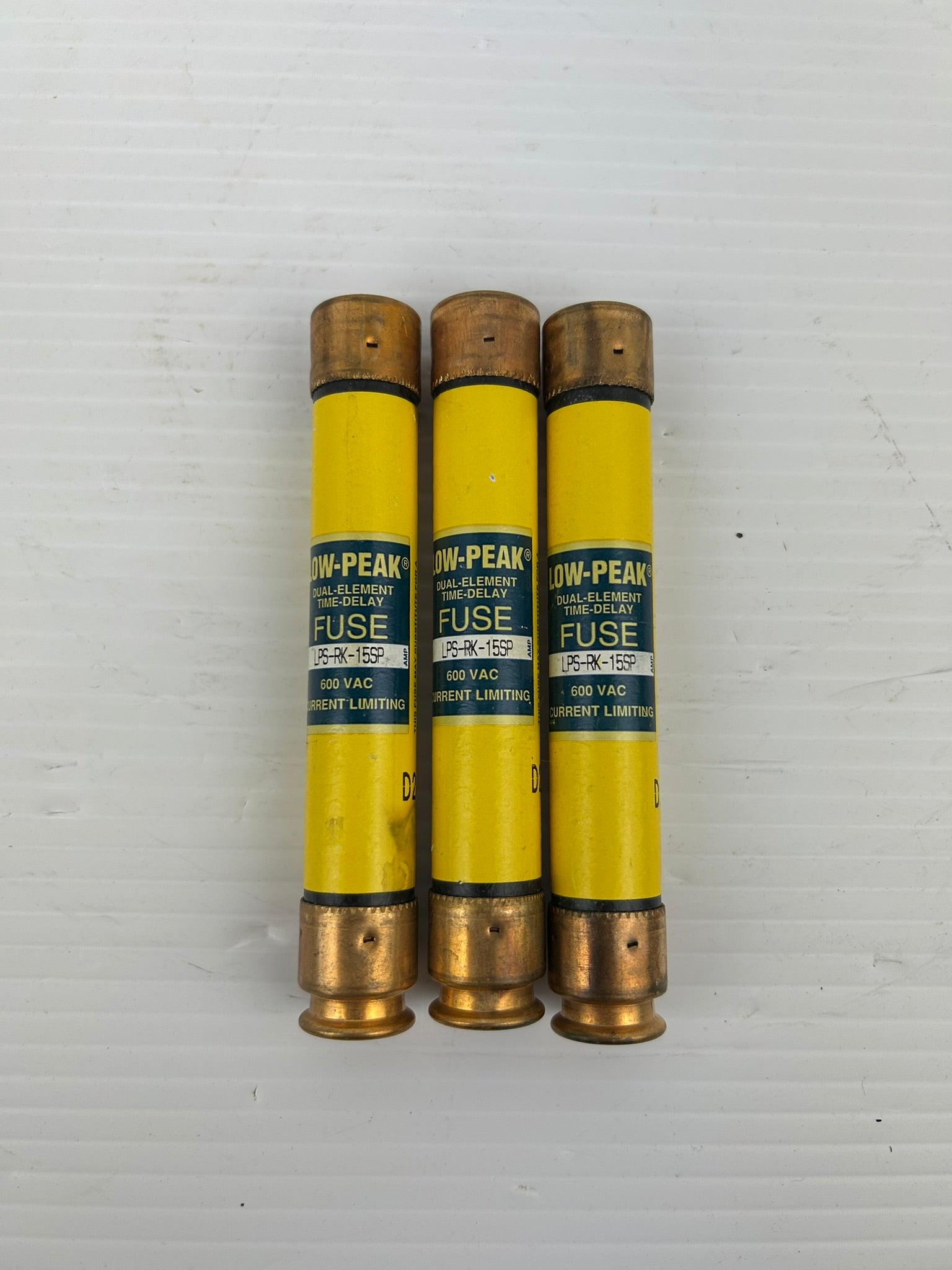 Cooper Bussmann LPS-RK-15SP Low-Peak Time Delay Fuse 600VAC 15A - Lot of 3