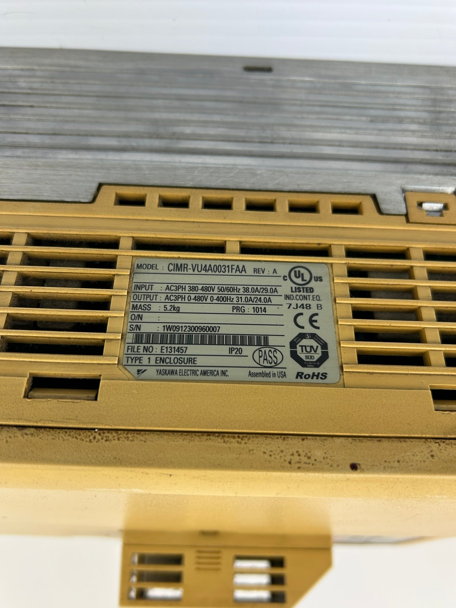 Yaskawa Electric CIMR-VU4A0031FAA 3PH AC Drive Rev A Type 1 Enclosure V1000