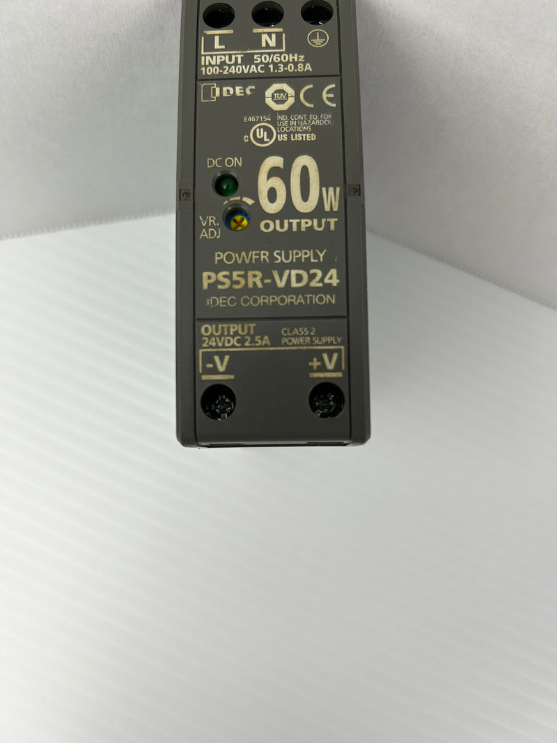 Idec PS5R-VD24 Power Supply 100-240VAC 1.3-0.8A 60W 50/60Hz - Missing Case