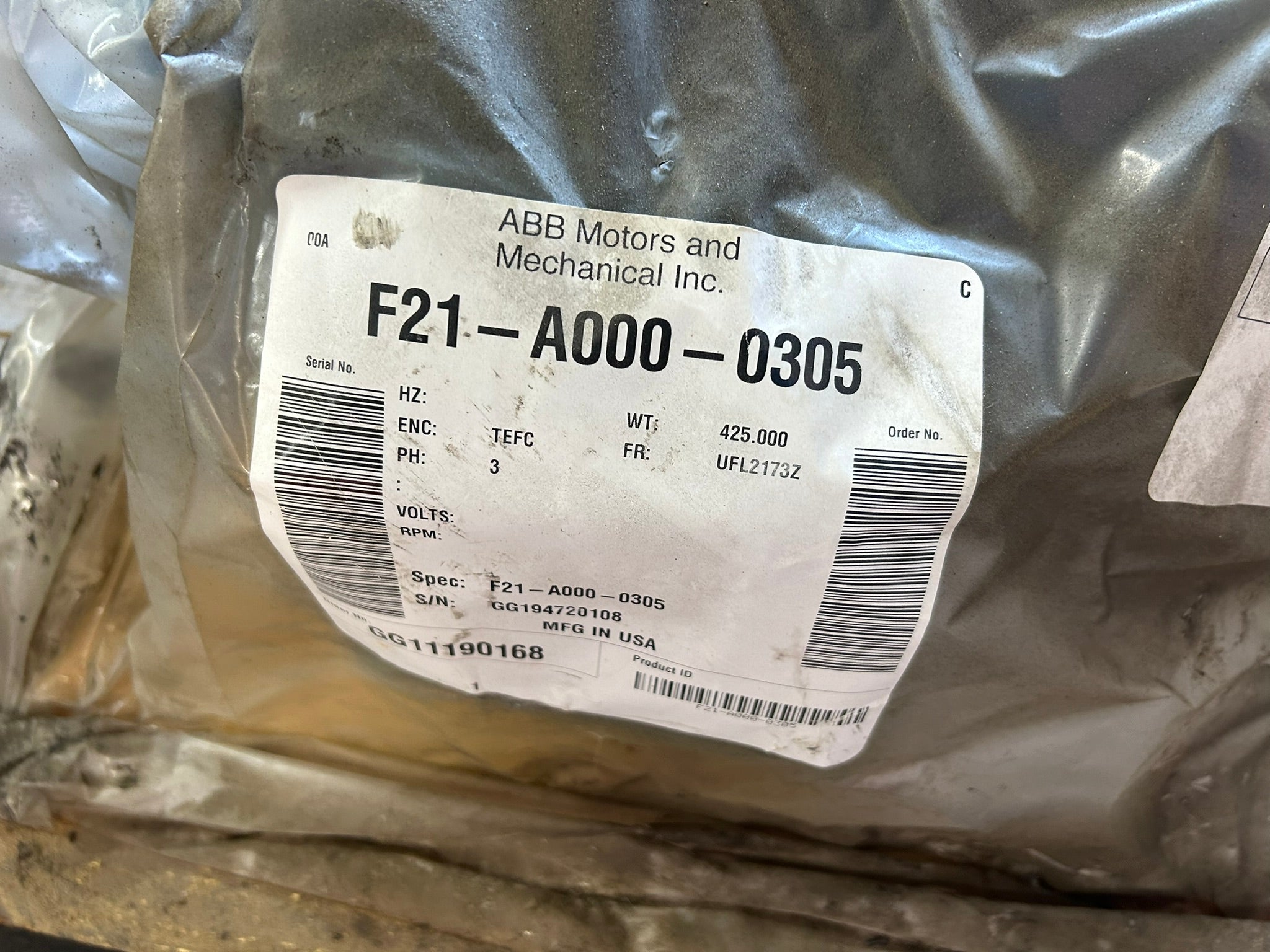 ABB Baldor Reliance 40HP Inverter Duty AC Motor F21-A000-0305 TEFC 460V 3PH