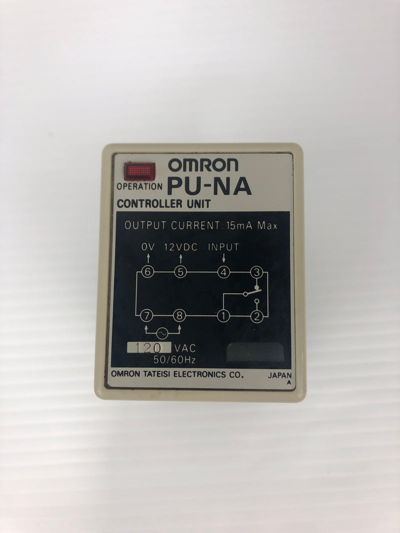 Omron PU-NA Controller Unit 120VAC 15mA 50/60Hz With 0464YT Base 250V 7.5A