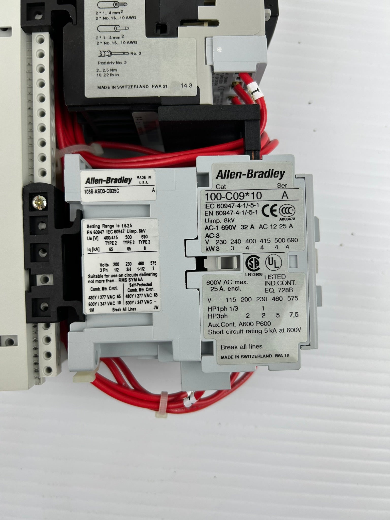 Allen-Bradley 140M-C2E-B25 Motor Starter 100-C09*10 Contactor Assembly 100-S