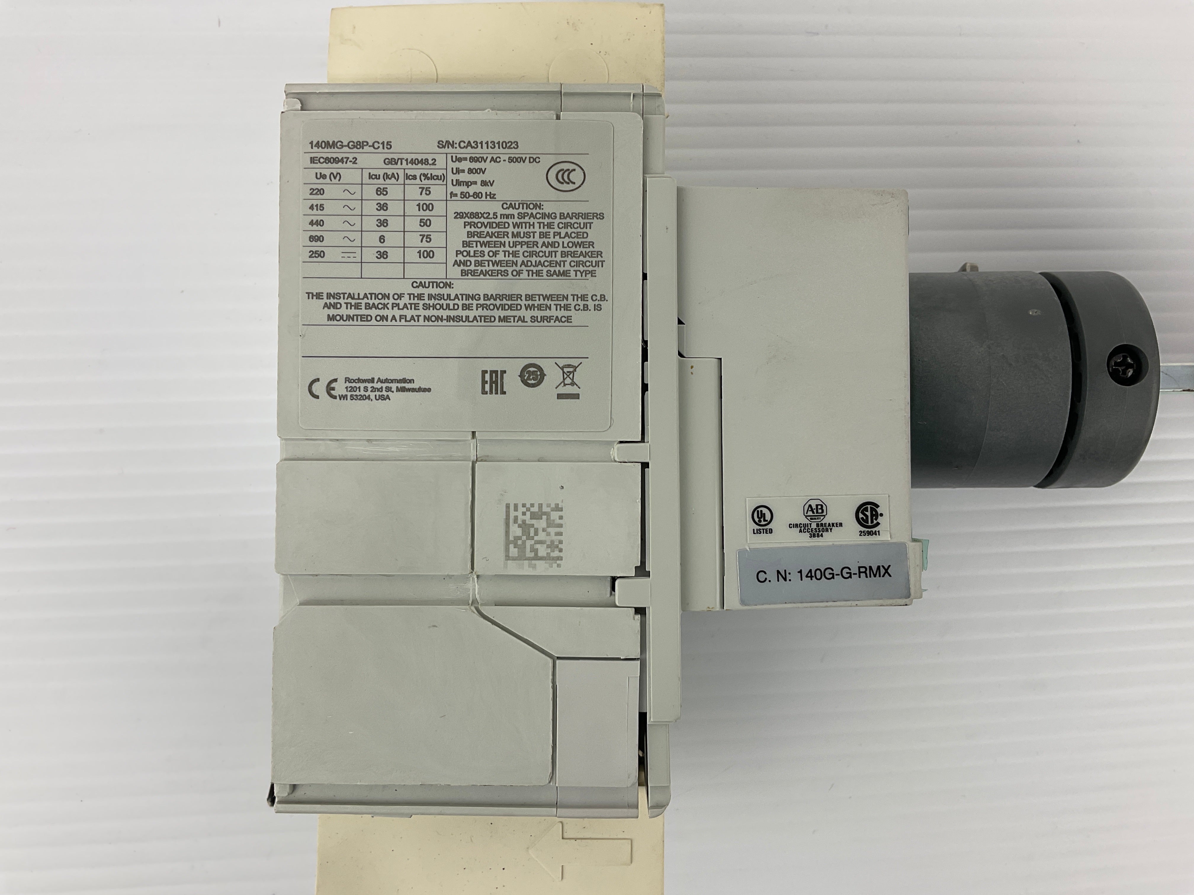 Allen Bradley 140G-G-RMX Circuit Breaker 140MG-G8P-C15