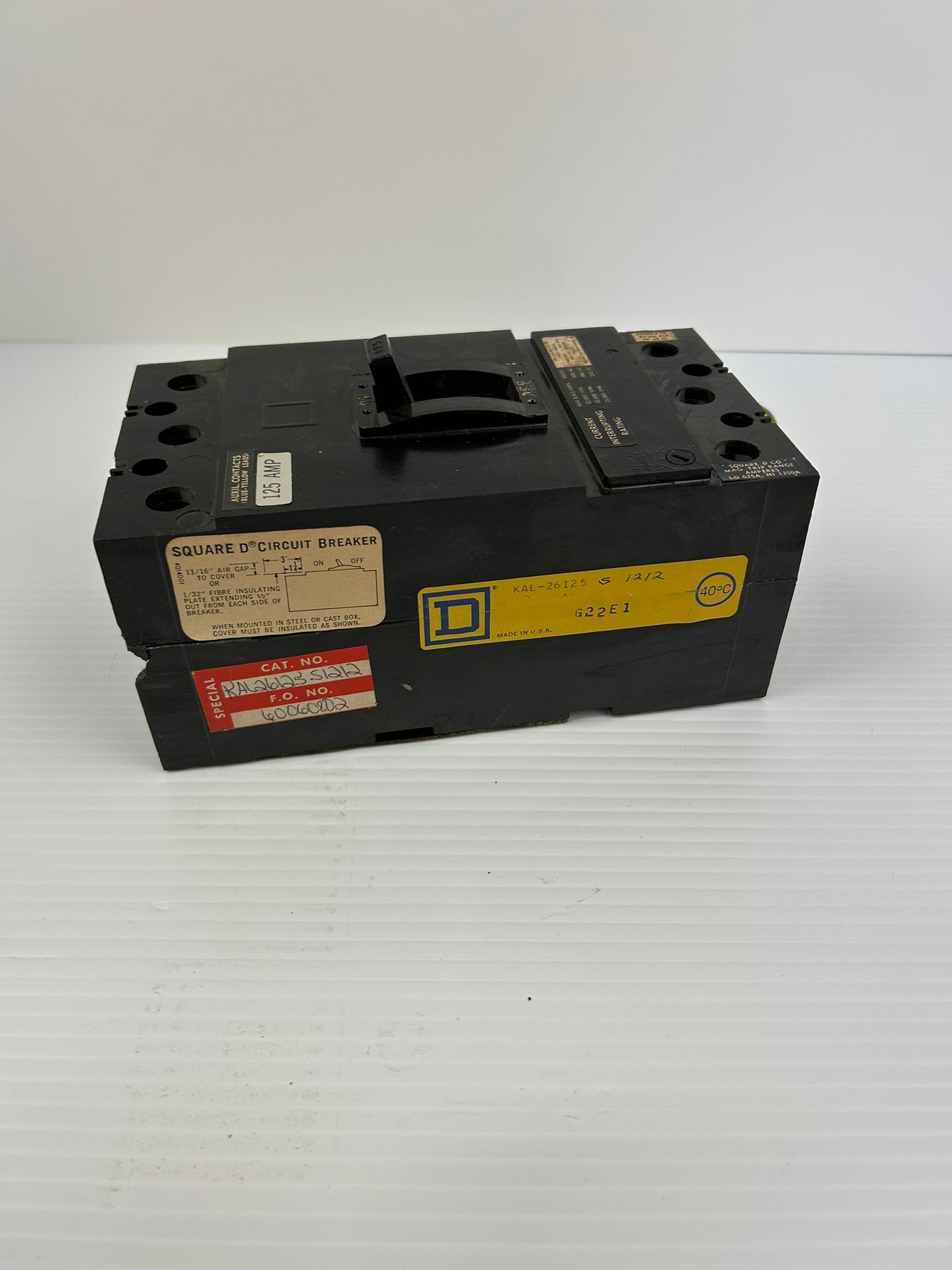 Square D KAL-26125 Circuit Breaker KAL26125 125A 2 Pole 600VAC 250VDC KAL KB-61