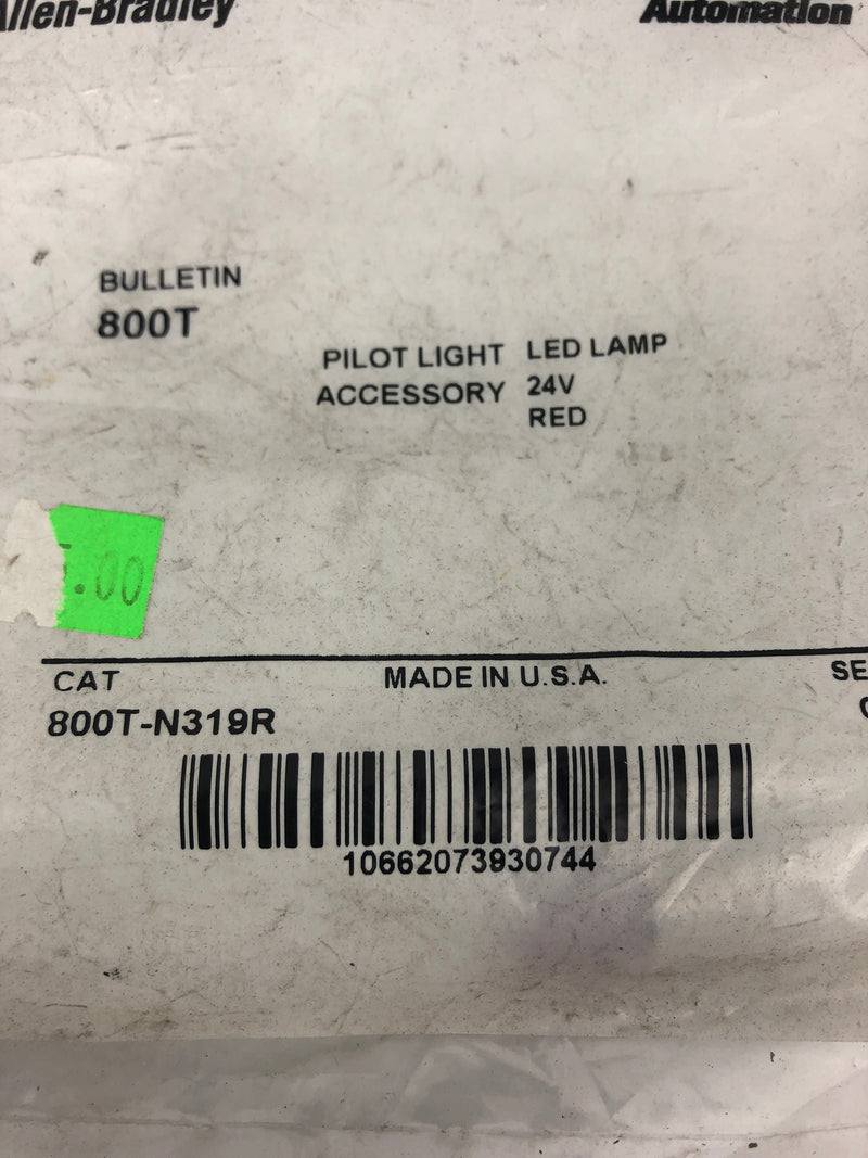 Allen Bradley 800T-N319R Red Pilot Light LED Lamp Series C 24V
