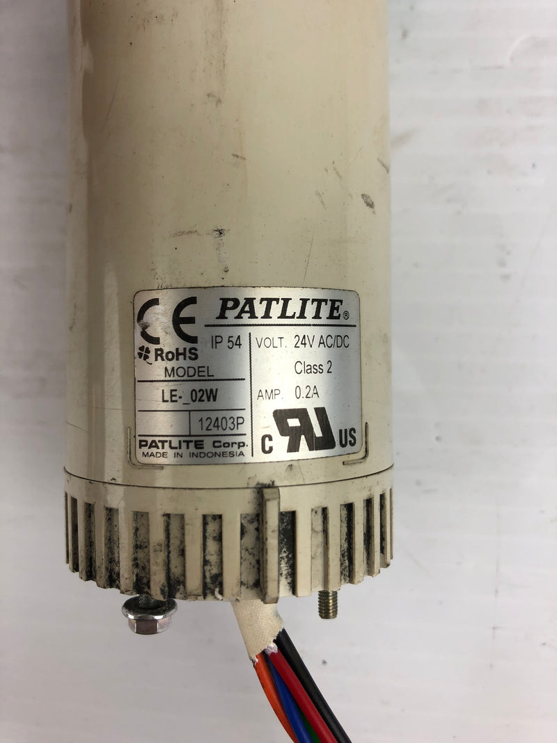 Patlite LW-02W Signal Light Tower 24VDC/DC Class 2 0.2A