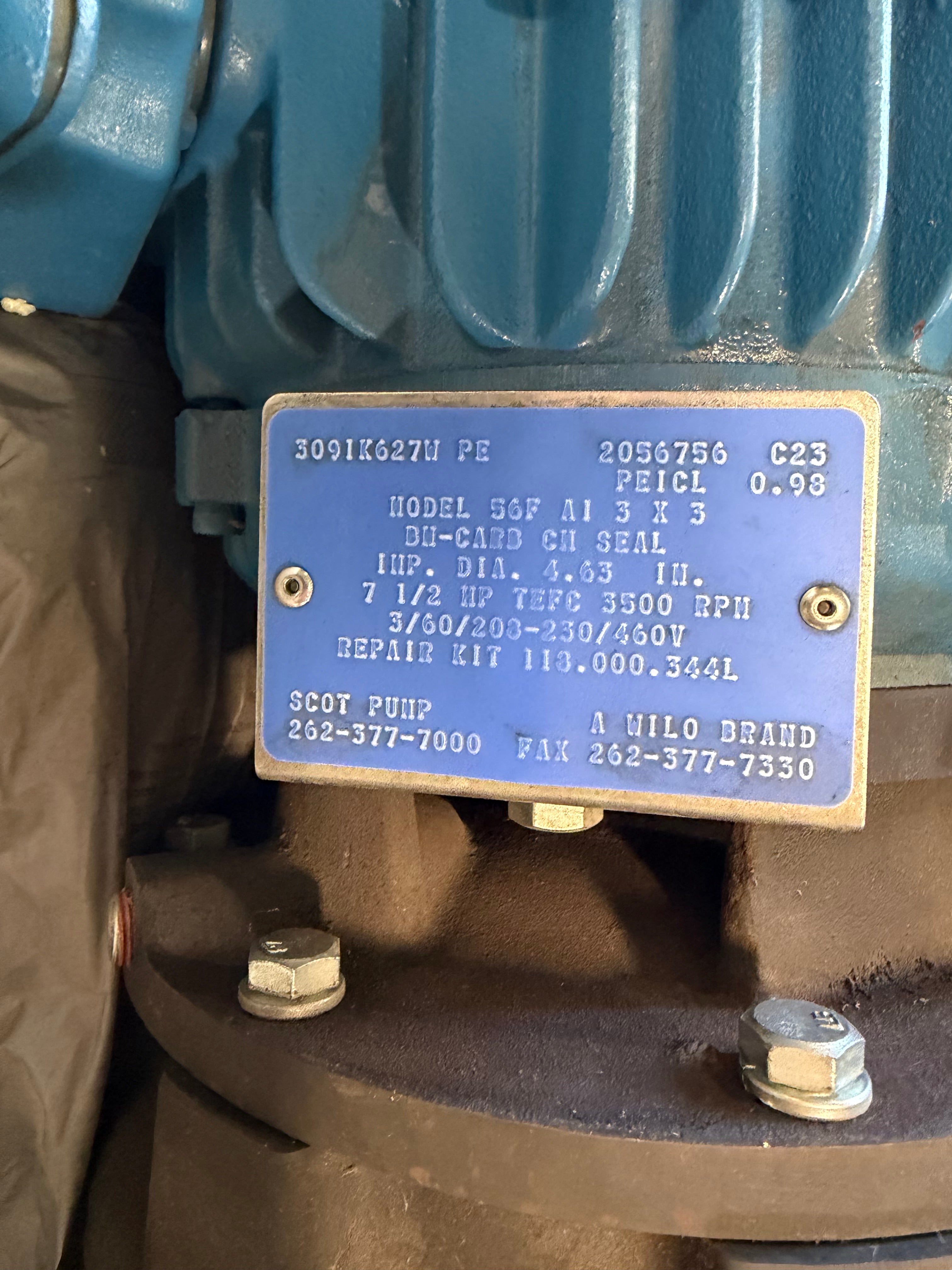 Scot Pump 3091K627W 7.5HP Centrifugal Pump 230/460V 3PH WEG 182/4JM NEW