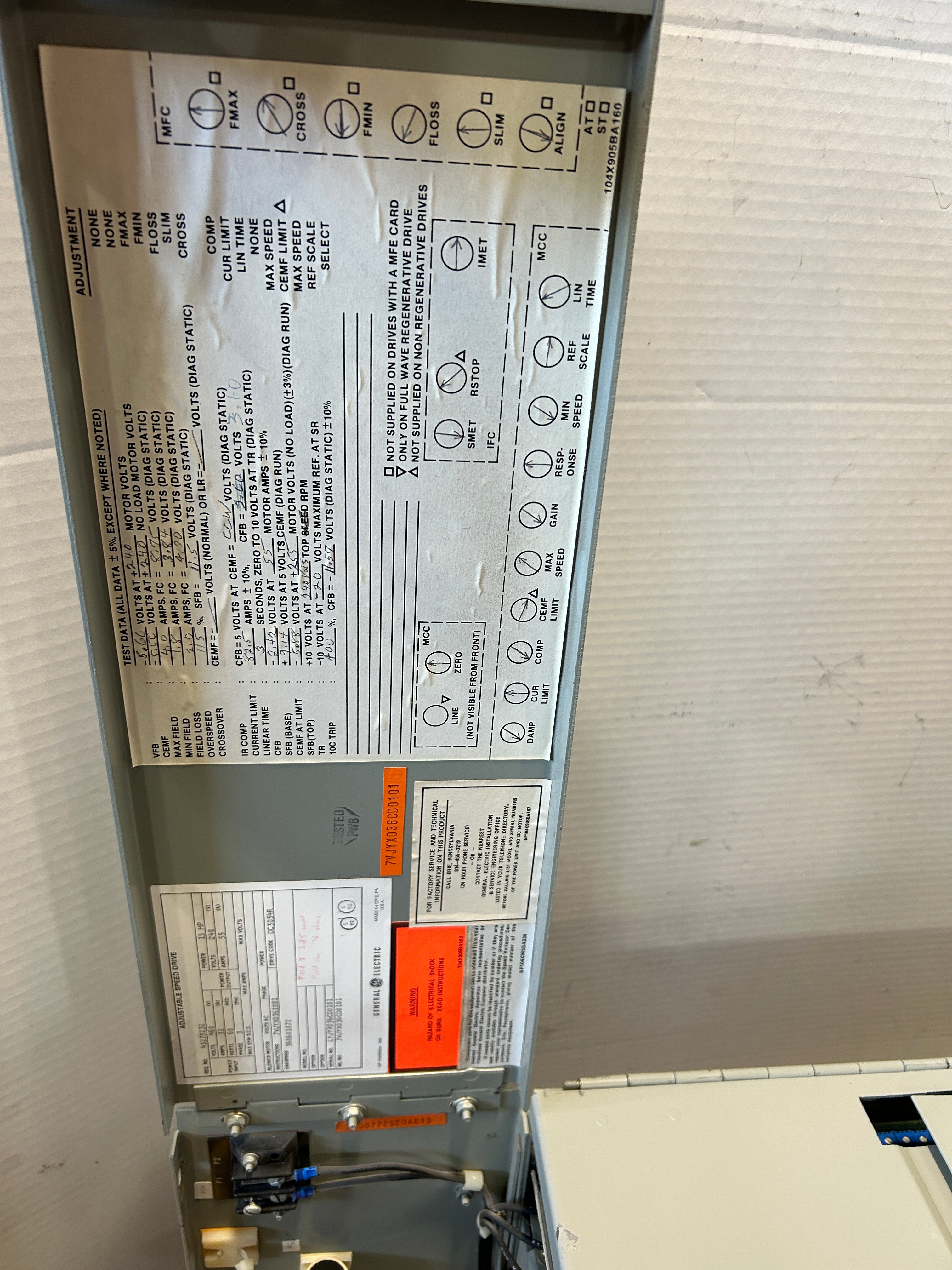 General Electric 7VJYX036CD0101 Adjustable Speed Drive 15HP 240/460V 55/31A 3PH