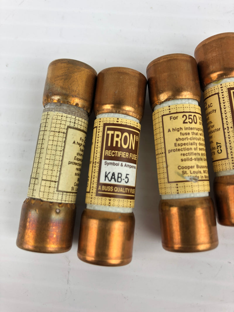 Tron KAB-5 Rectifier Fuse 250 Volts or Less AC - Lot of 4