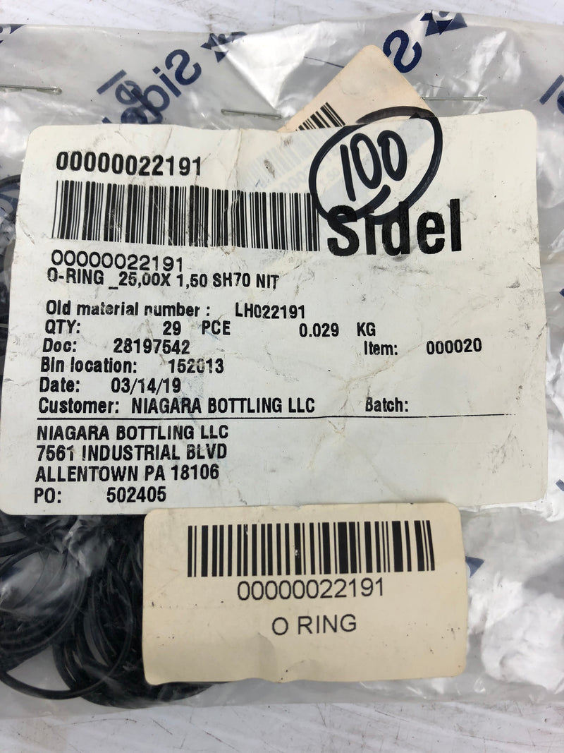 Sidel 00000022191 O-Ring - Bag of 100