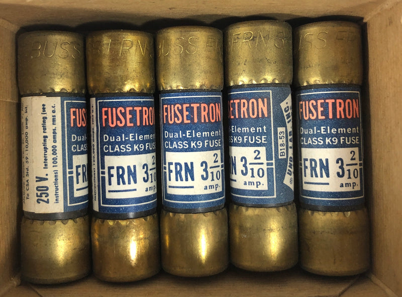 Fusetron FRN-3 2/10 Dual Element Class K9 Fuse - Lot of 5