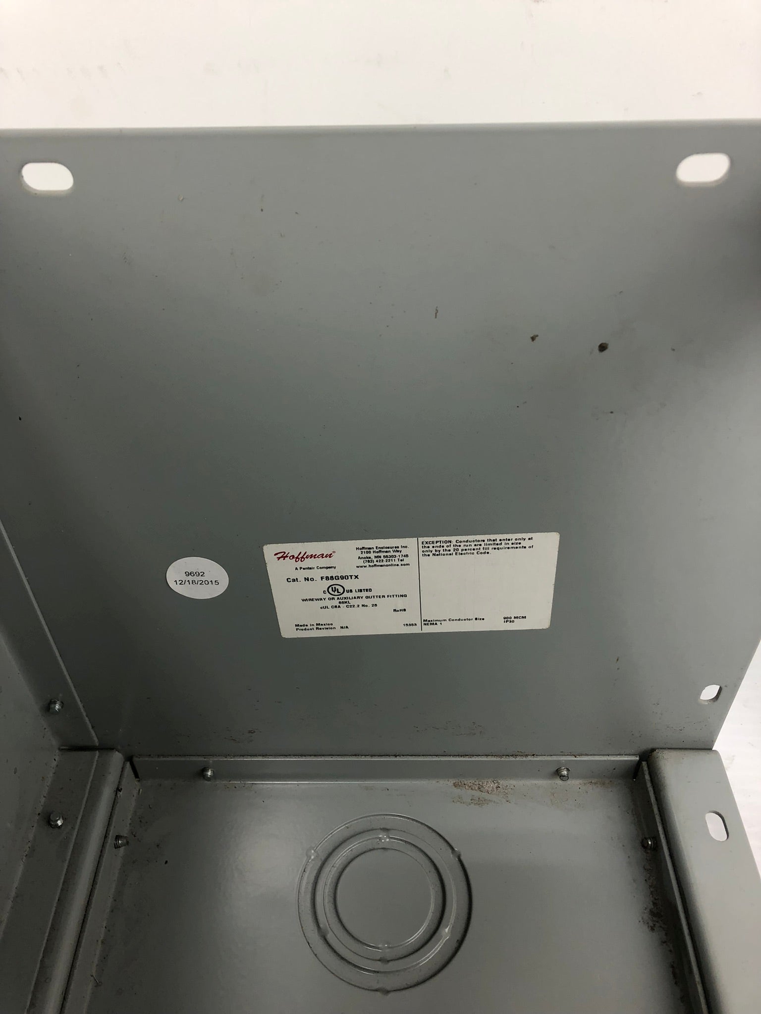 Hoffman F88G9CTX 90 Degree Wireway Cross Tee 52660