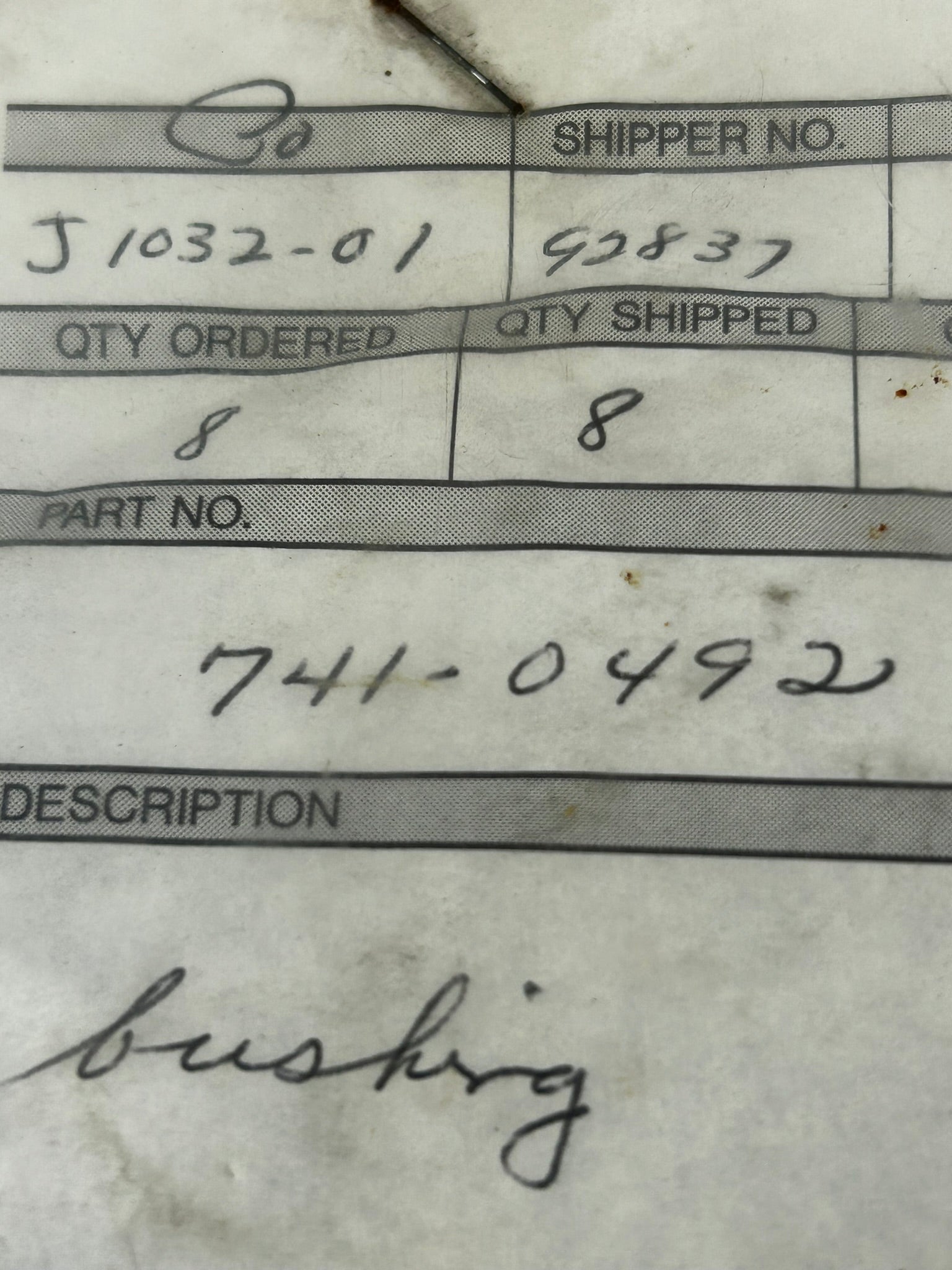 Bushing 741-0492 - Package of 8