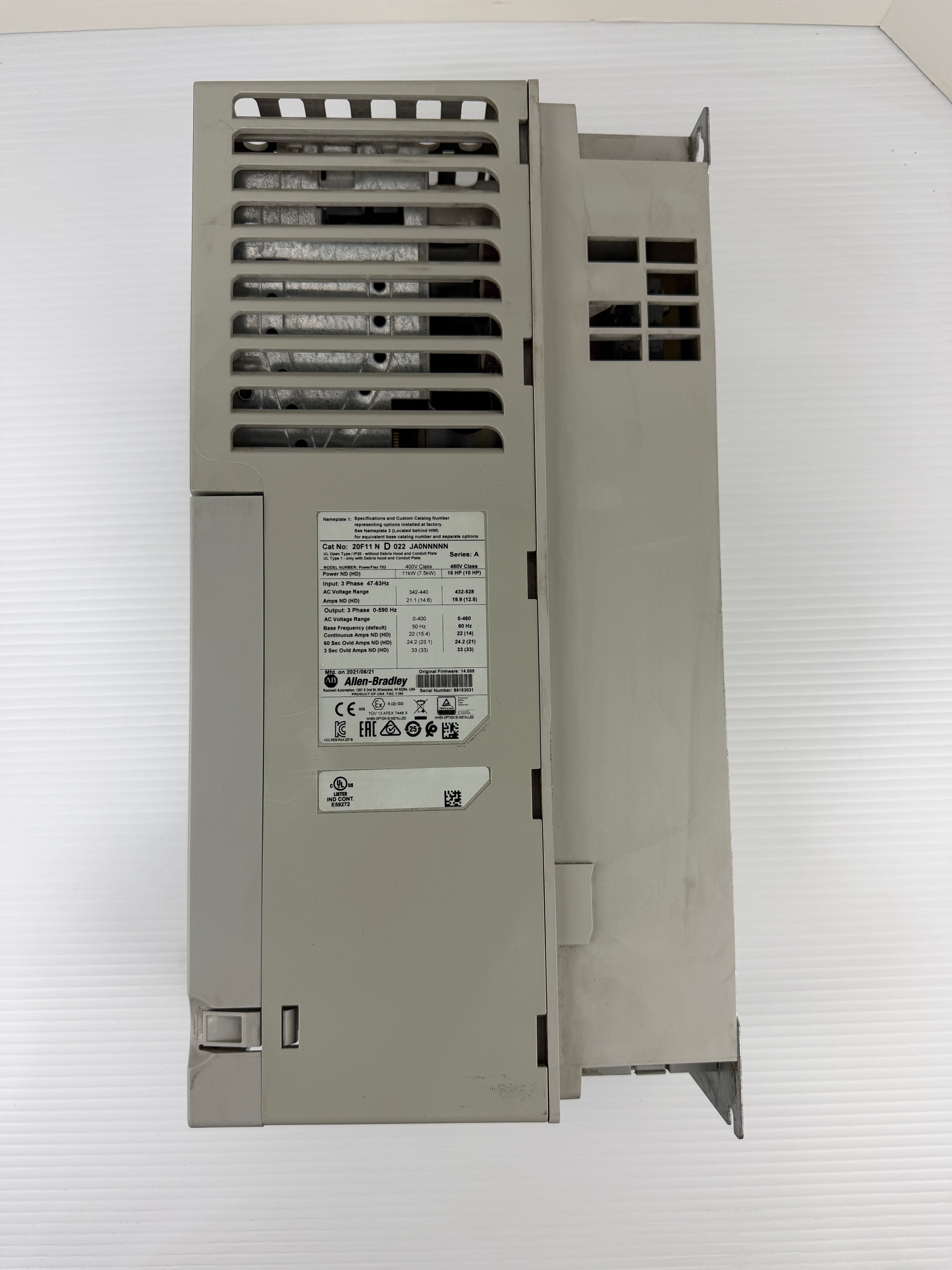 Allen Bradley PowerFlex 753 AC Drive 20F11ND022JA0NNNNN 15 HP