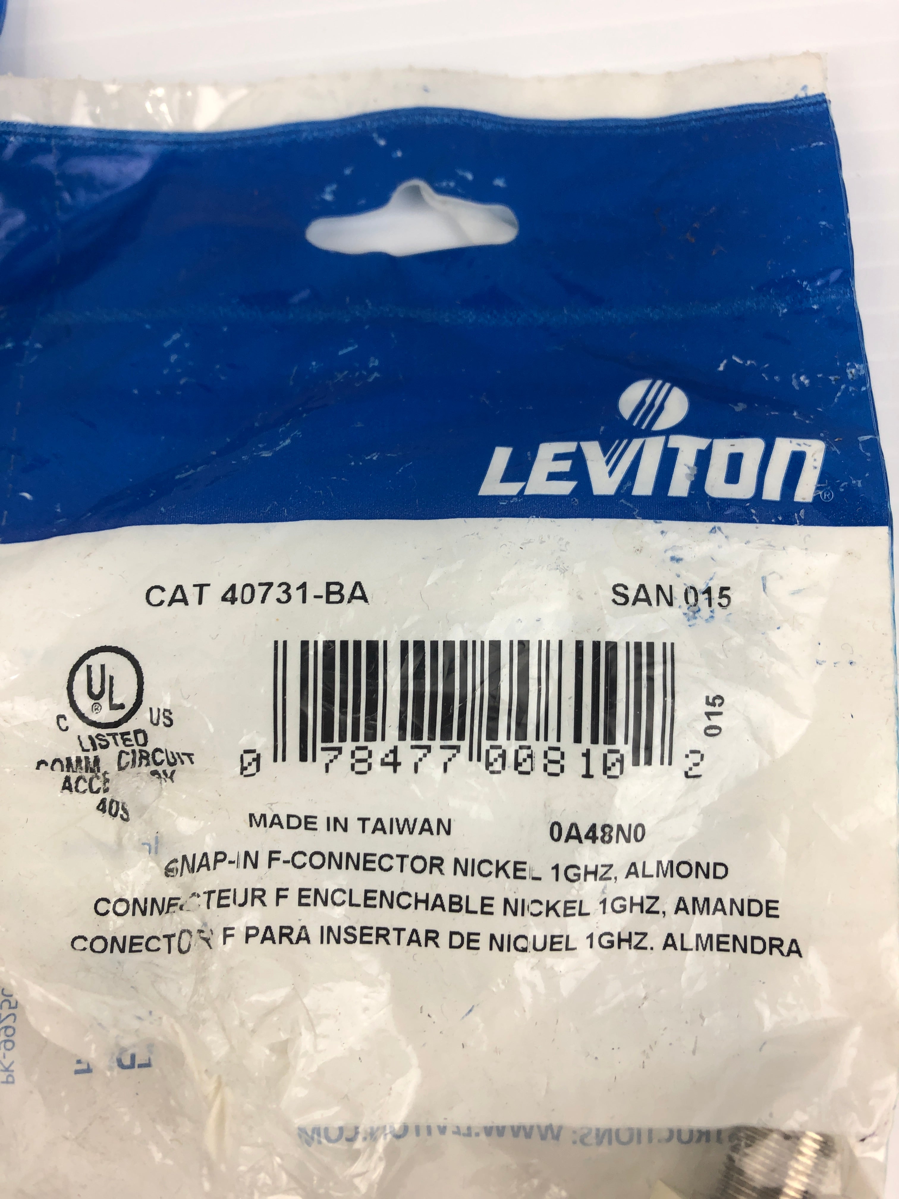 Leviton 40731-BA Quick Port Snap-In Female F-Type Coaxial Cable Jack - Lot of 6