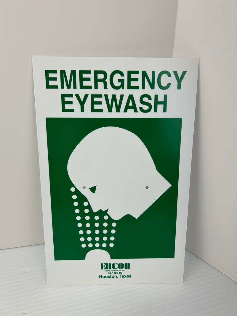 Encon 01-1128-93 Emergency Eyewash Station Sign Green 7" x 11" - Lot of 9