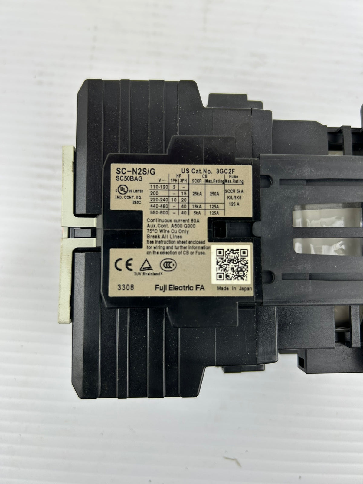 Fuji Electric SC-N2S/G Magnetic Contactor 24VDC Coil 50A 2NO 2NC 3GC2F0M22