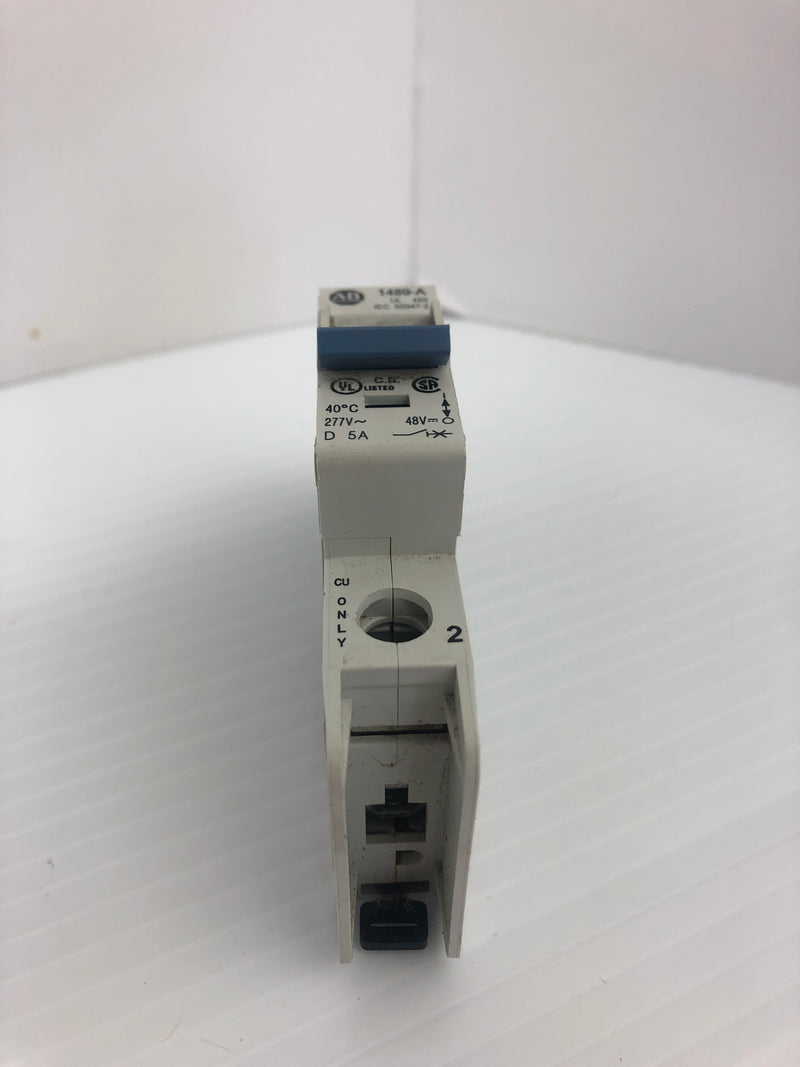 Allen-Bradley 1489-A1D050 Circuit Breaker Ser. A 277V 5A 1P 50/60Hz - Lot of 2