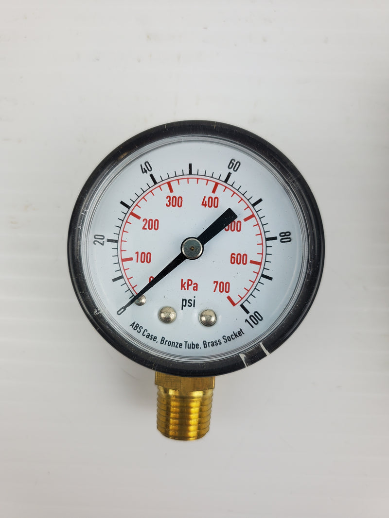 Pressure Gauge 4FLU1A 0 to 100 PSI 2-Inch