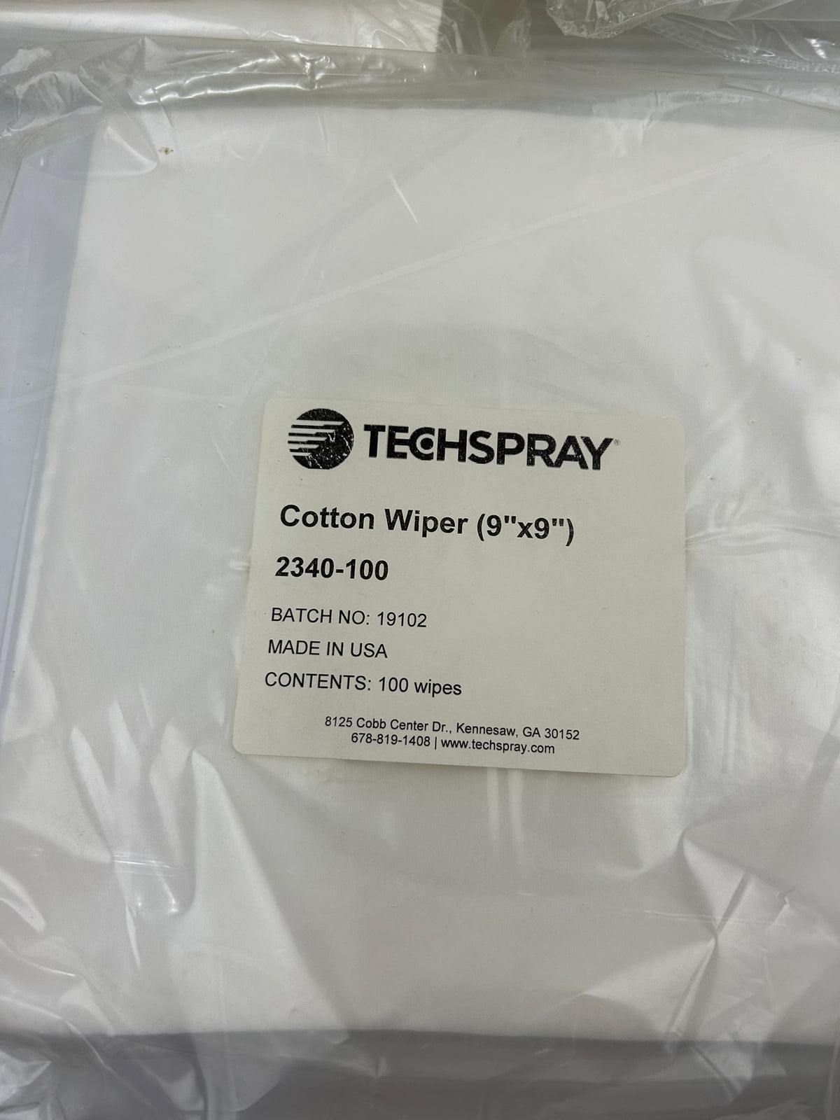 Techspray 2340-100 Cotton Wiper (9" x 9") 100 Wipes Per Pack - Lot of 7 Packs