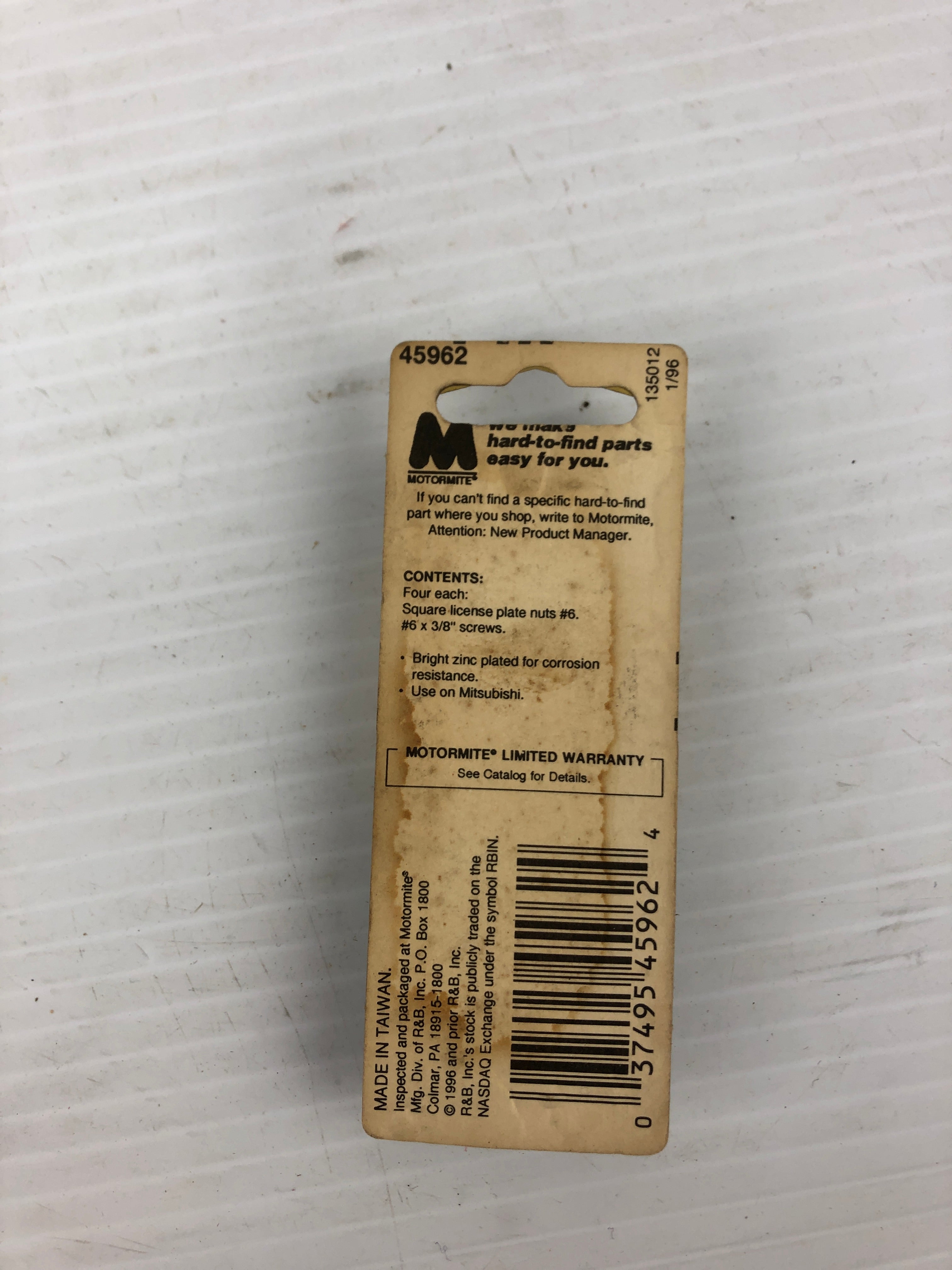 Motormite 45962 License Plate Fasteners OEM Style #6 Phillips Pan Head
