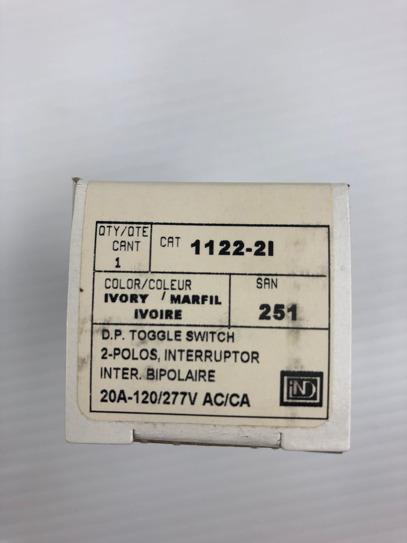 Leviton 1122-2I Toggle On/Off Light Switch 120-277V 20A 2P - Box of 10