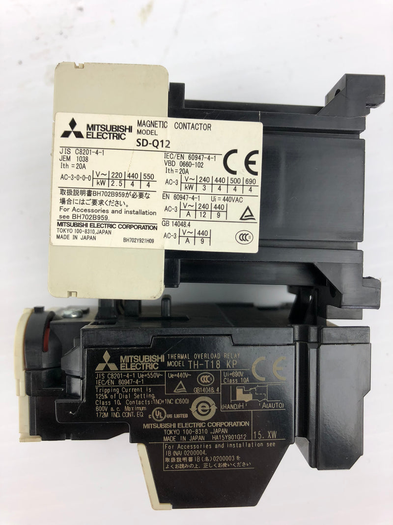 Mitsubishi SD-Q12 Contactor with TH-T18 Thermal Overload Relay