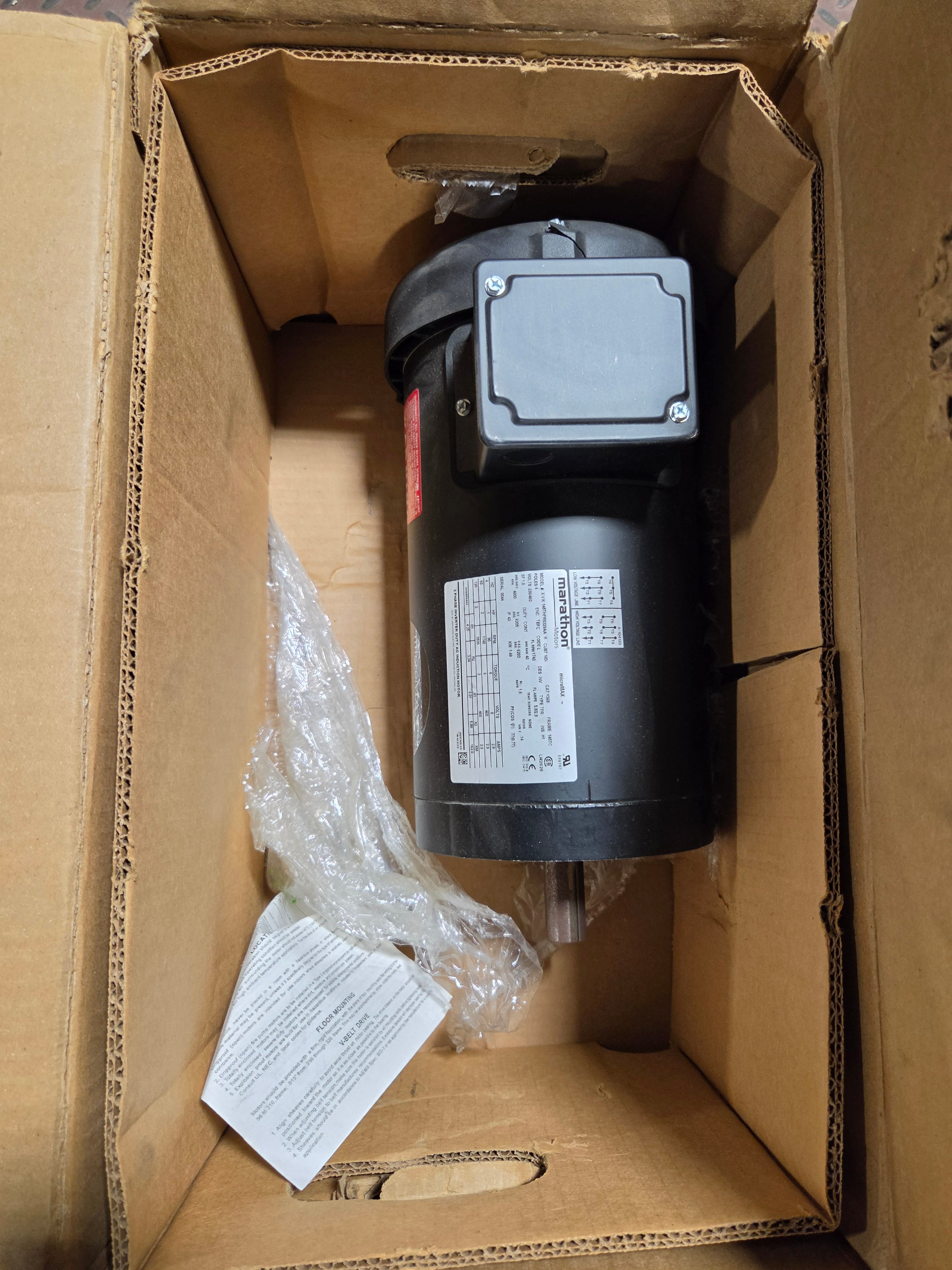 Marathon 145THFR5329 AC Motor microMAXX 2HP 1740RPM 230/460V 3PH 145THFR5329AA