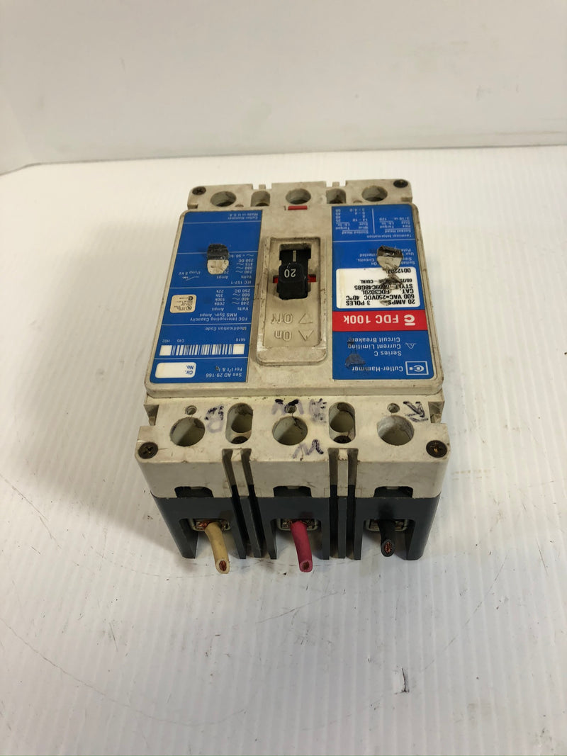 Cutler-Hammer FDC3020L Circuit Breaker Series C 3-Pole 20A 6609C48G85