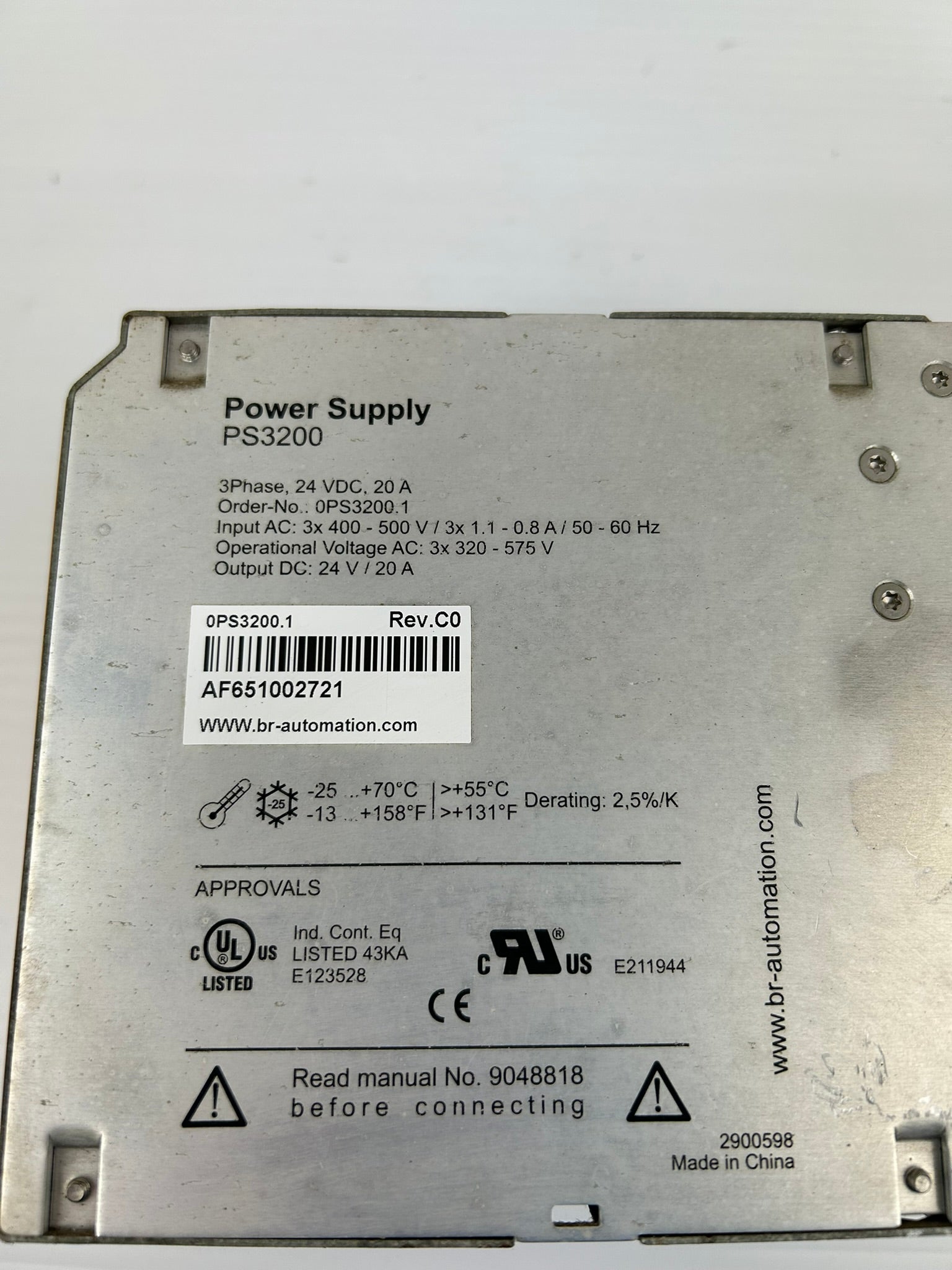 B&R PS3200 Power Supply 3 Phase 24VDC 20A