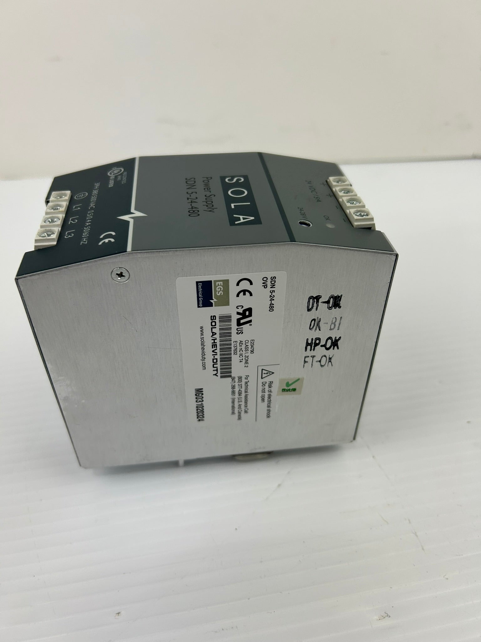 Sola SDN 5-24-480 Power Supply 380/500VAC 0.5/0.4A 3PH 50/60Hz