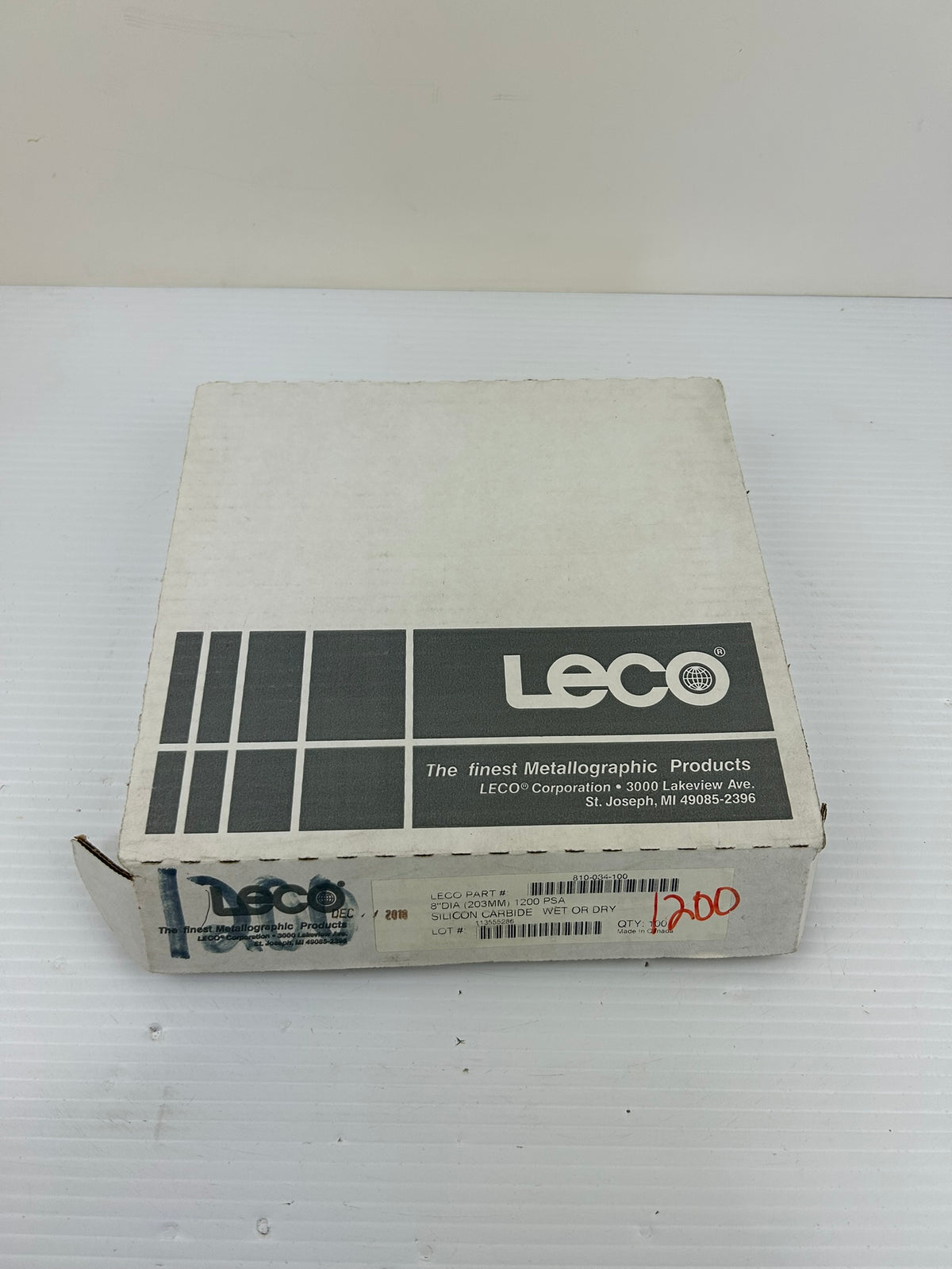 LECO 810-034-100 8" 1200 Grit Silicon Carbide PSA Discs 100 Count