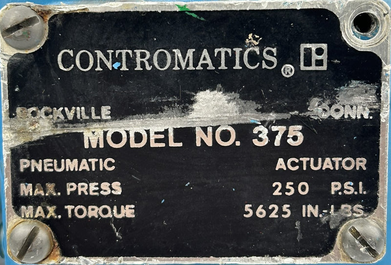 Contromatics 375 Pneumatic Valve Actuator 101-34-01 250 PSI 5625 In.-Lbs.