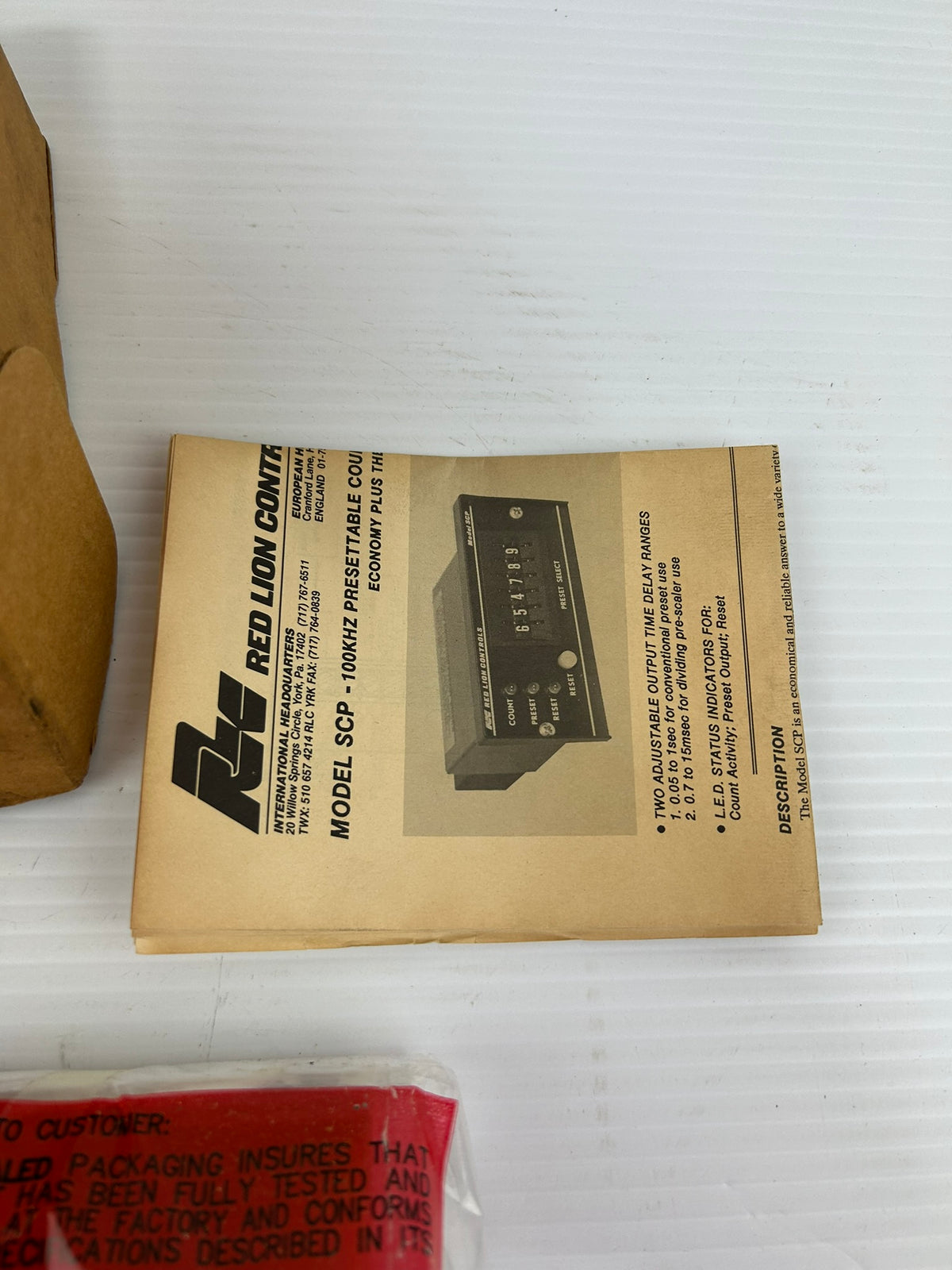 Red Lion Controls SCP00601 Counter 100 Khz Presettable Model SCP