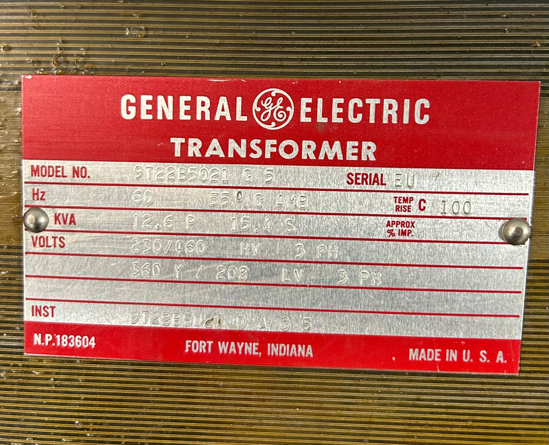 General Electric 9T22B5021G5 Transformer 230/460V 12.6kVA 3PH 60Hz