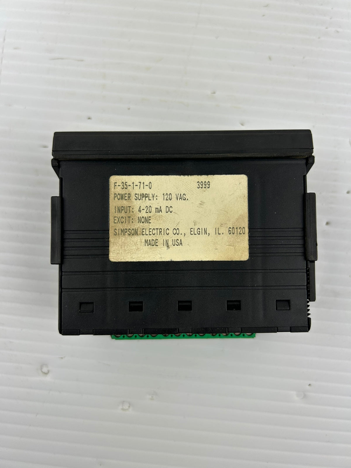 Simpson Electric F-35-1-71-0 Digital Panel Meter 120VAC 4-20mA DC Input