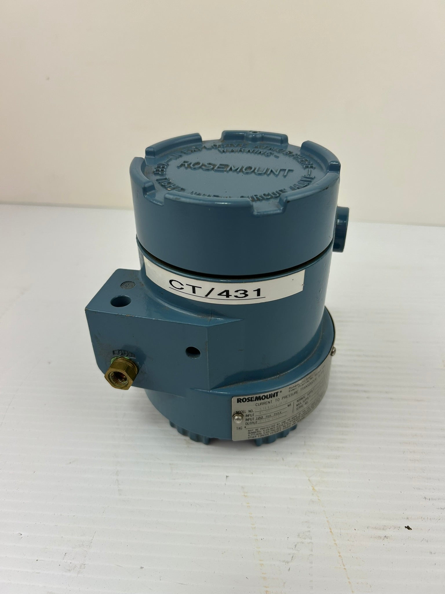 Rosemount 3311DS1J1B1 Current Pressure Transducer 3-15 PSI