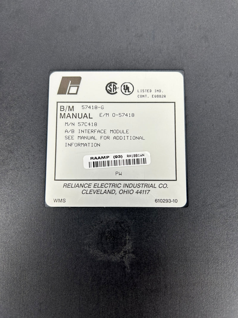 Reliance Electric 57C418 A/B Interface Module 57418-G E/M 0-57418