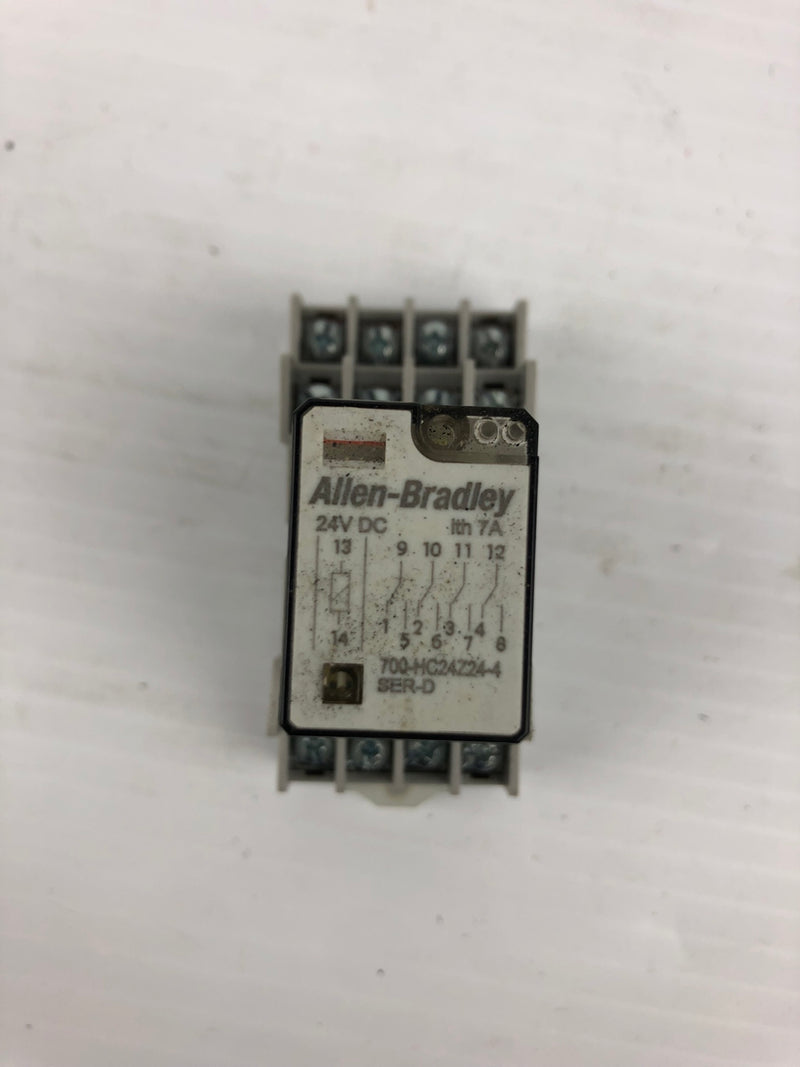 Allen Bradley 700-HC24Z24-4 Relay 24VDC Series D with Base 700-HN128 Series B