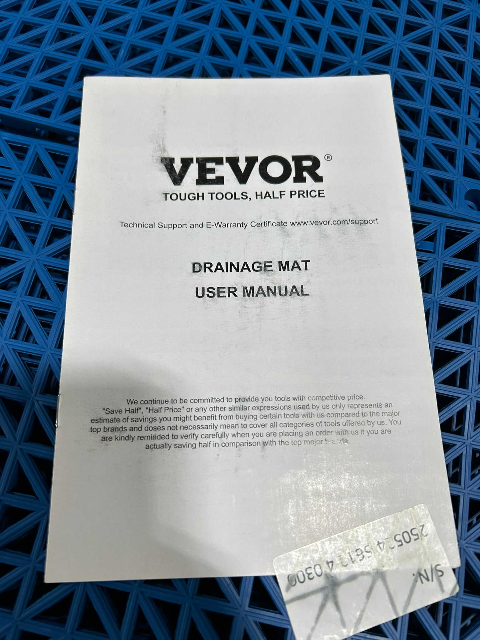 Vevor 30*30*1.5cm-U Drainage Mat Blue 12" x 12" - Box of 50
